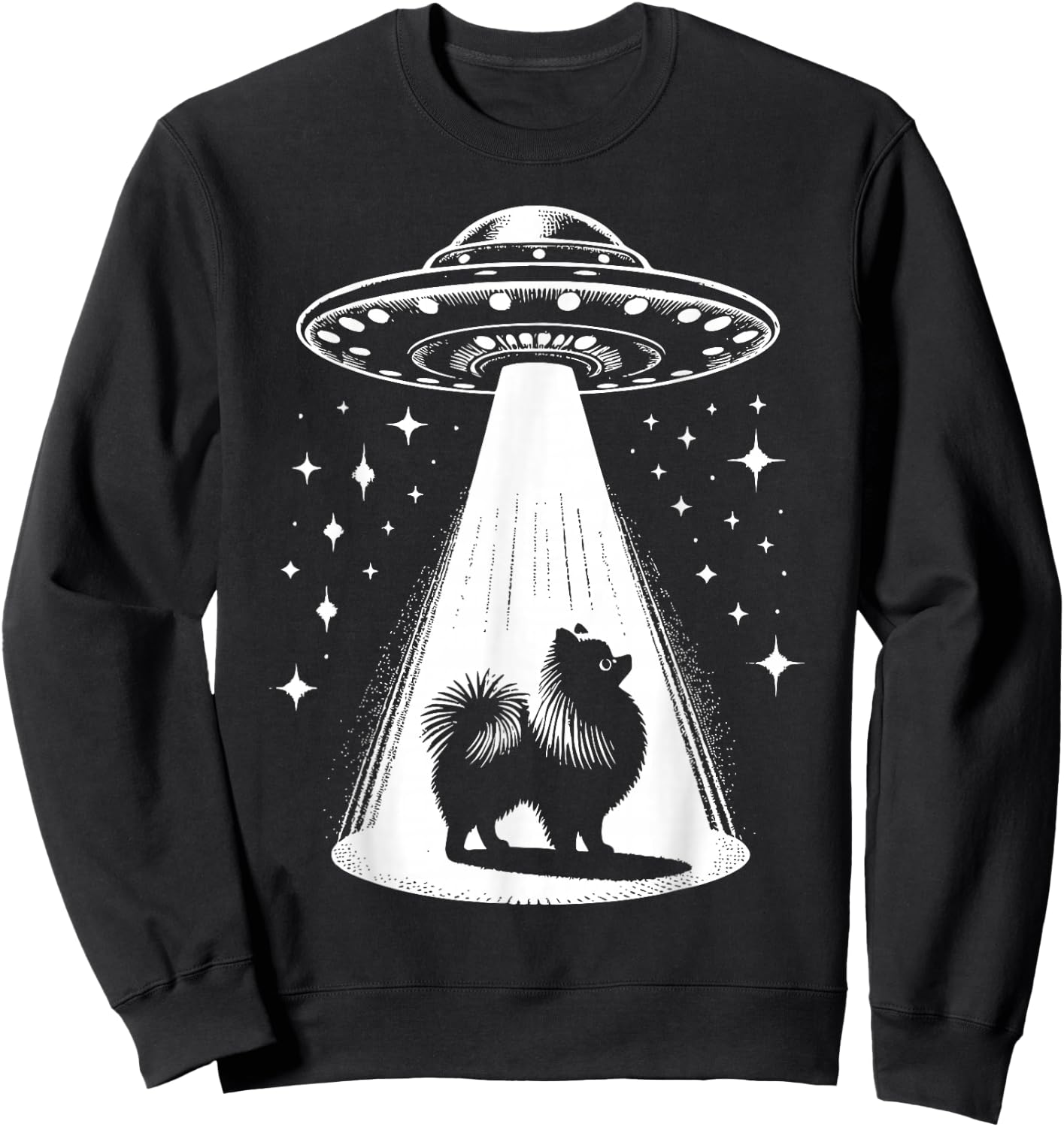 Pomeranian Mom Dad Dog - Funny Alien UFO Men Women Sweatshirt - Sweatshirt | Black