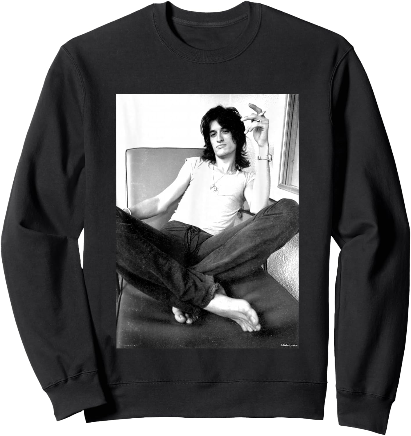 Joe Perry Of Aerosmith 1985 By Allan Ballard Sweatshirt - Sweatshirt | Black