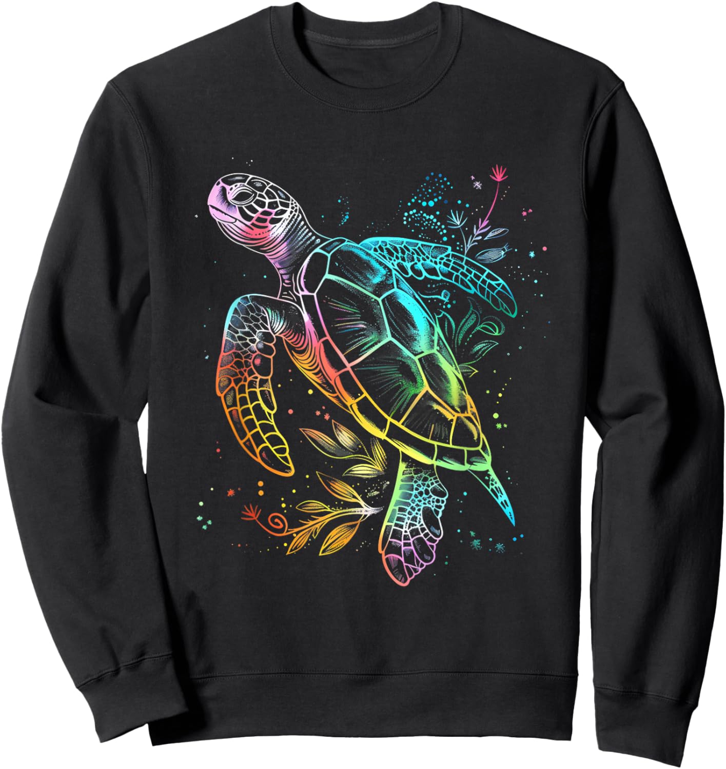Sea Turtle Lover Artwork Motif Sea Turtle Marine Mammal Sweatshirt - Sweatshirt | Black