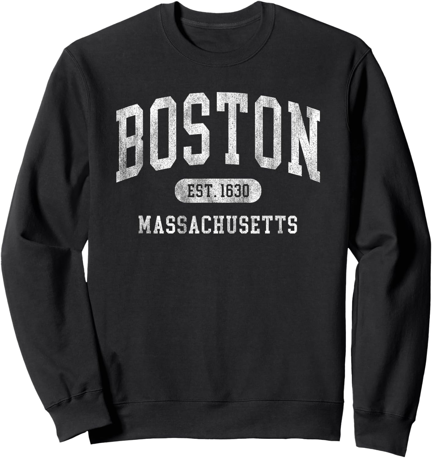 Vintage Boston Massachusetts Established 1630 throwback Sweatshirt - Sweatshirt | Black