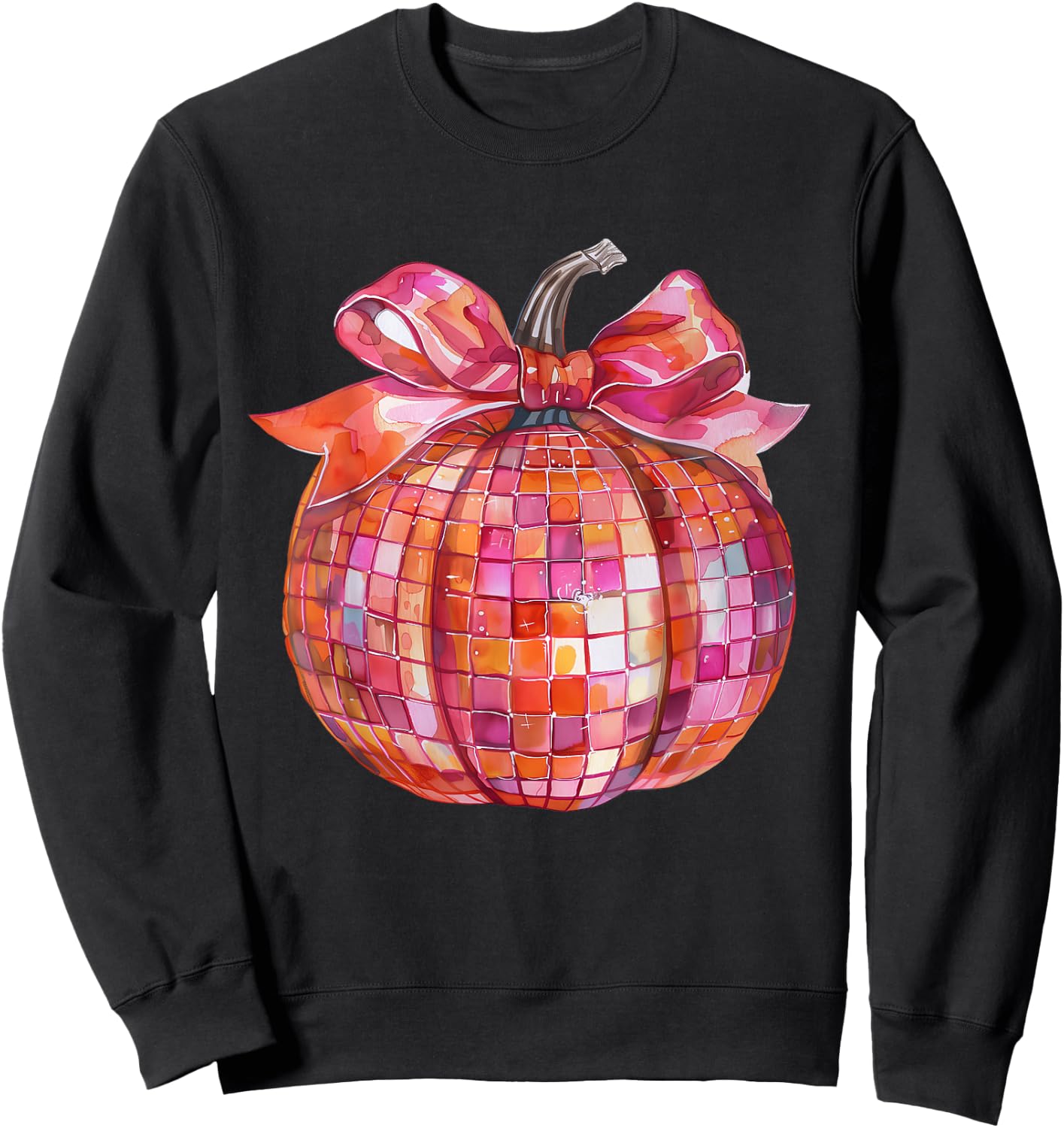 Pumpkin Disco Coquette Bow Fall Autumn Halloween Costume Sweatshirt - Sweatshirt | Black