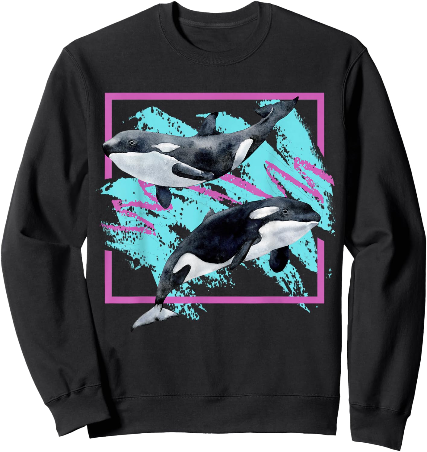 Save Whales 90s Orca Ocean Animals Chart Mammals Guide Eco Sweatshirt - Sweatshirt | Black