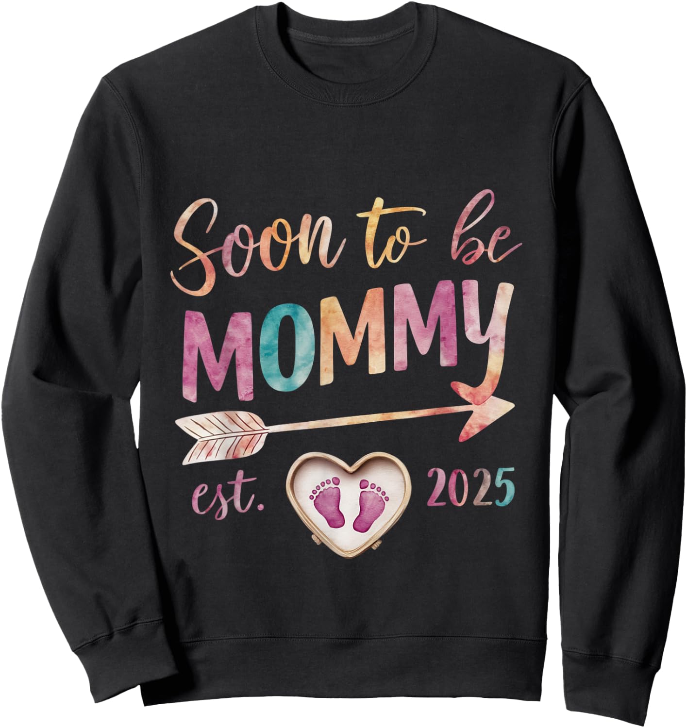 Soon To be Mommy 2025 Mom Est 2025 Loading Promoted to Mommy Sweatshirt - Sweatshirt | Black