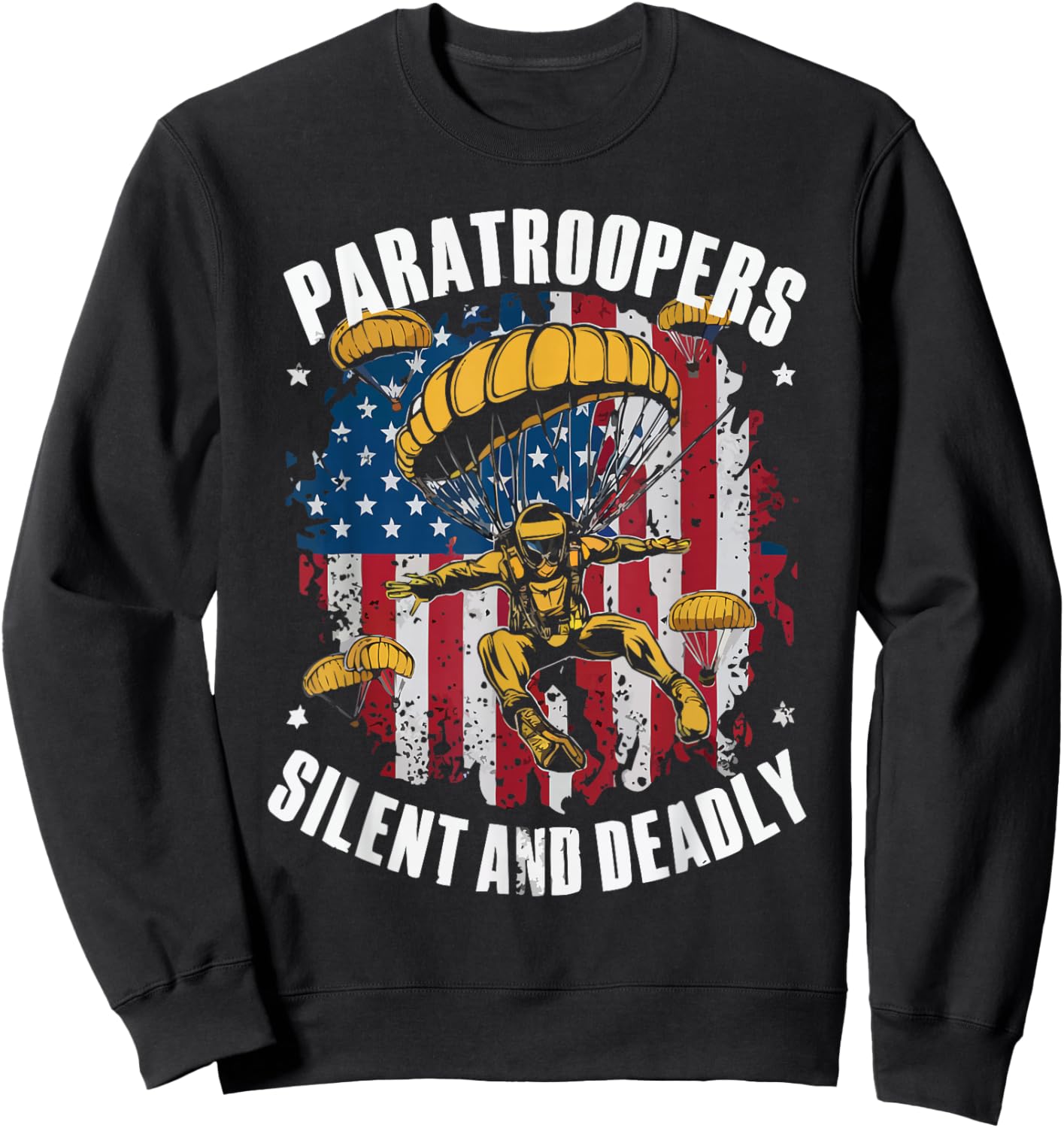 Airborne Paratrooper Military Soldier Parachute Sweatshirt - Sweatshirt | Black