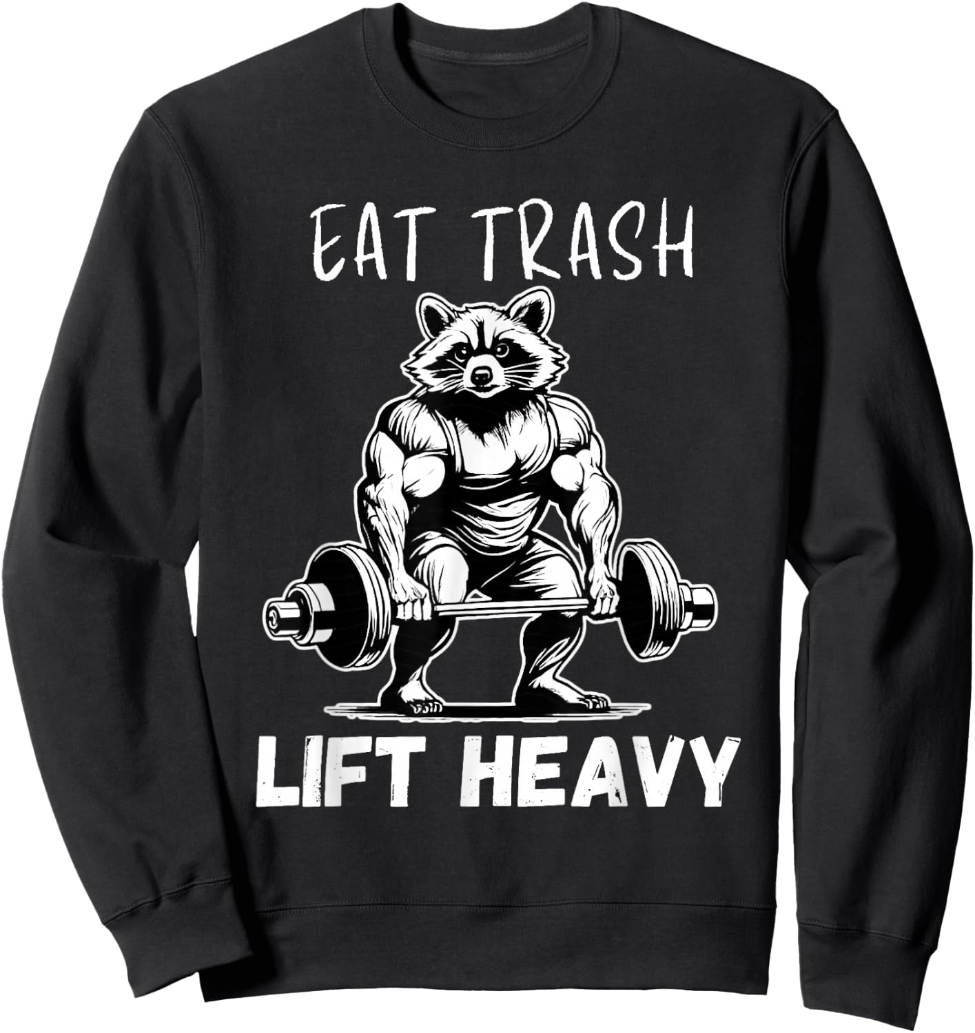 Urban Empyre Raccoon Bodybuilder x Eat Trash Lift Heavy Sweatshirt - Sweatshirt | Black