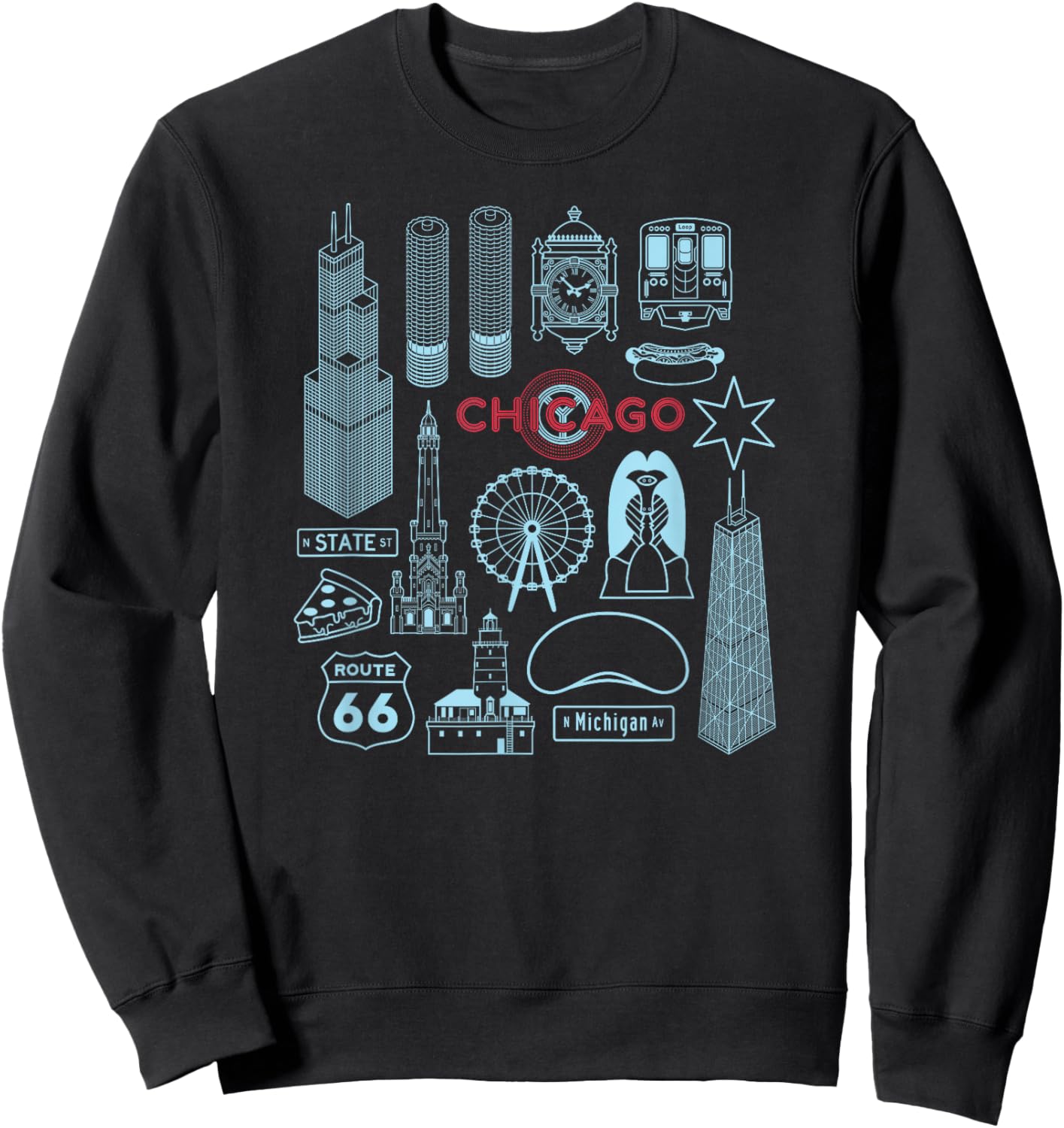 Chicago Illinois Tourist Souvenir Men Women Kids Sweatshirt - Sweatshirt | Black