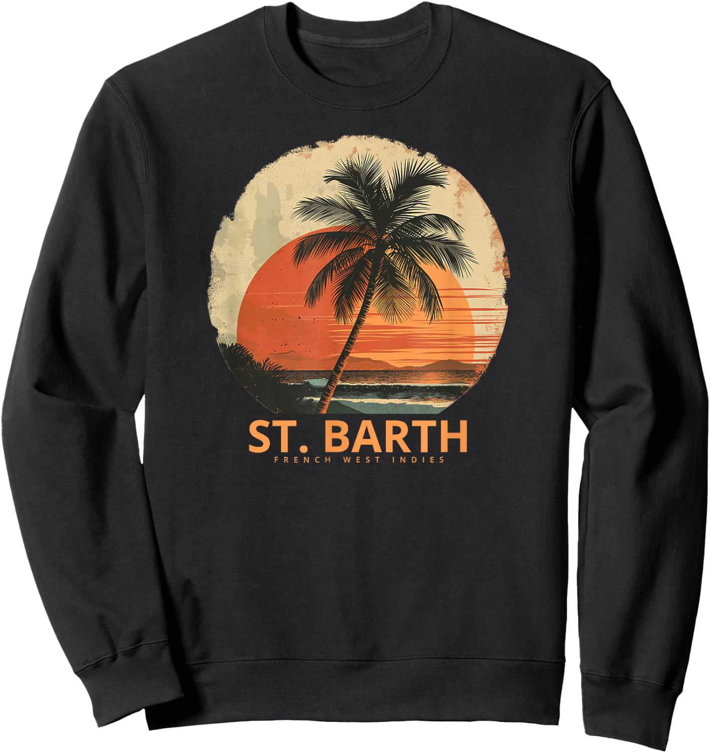 St Barts Caribbean Vintage St. Barths Ocean Palm Trees Sweatshirt - Sweatshirt | Black
