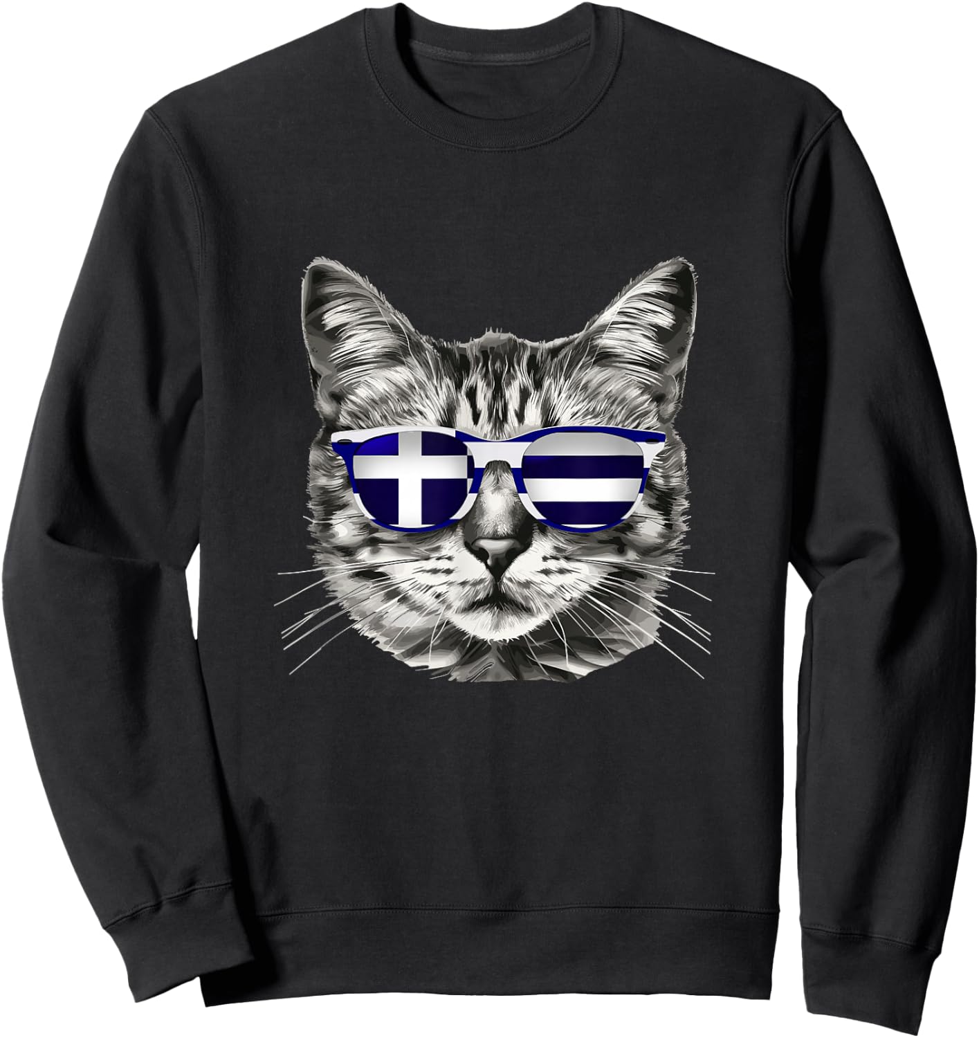 Greek Flag Cat Owner Souvenirs Products Kitten Greece Sweatshirt - Sweatshirt | Black
