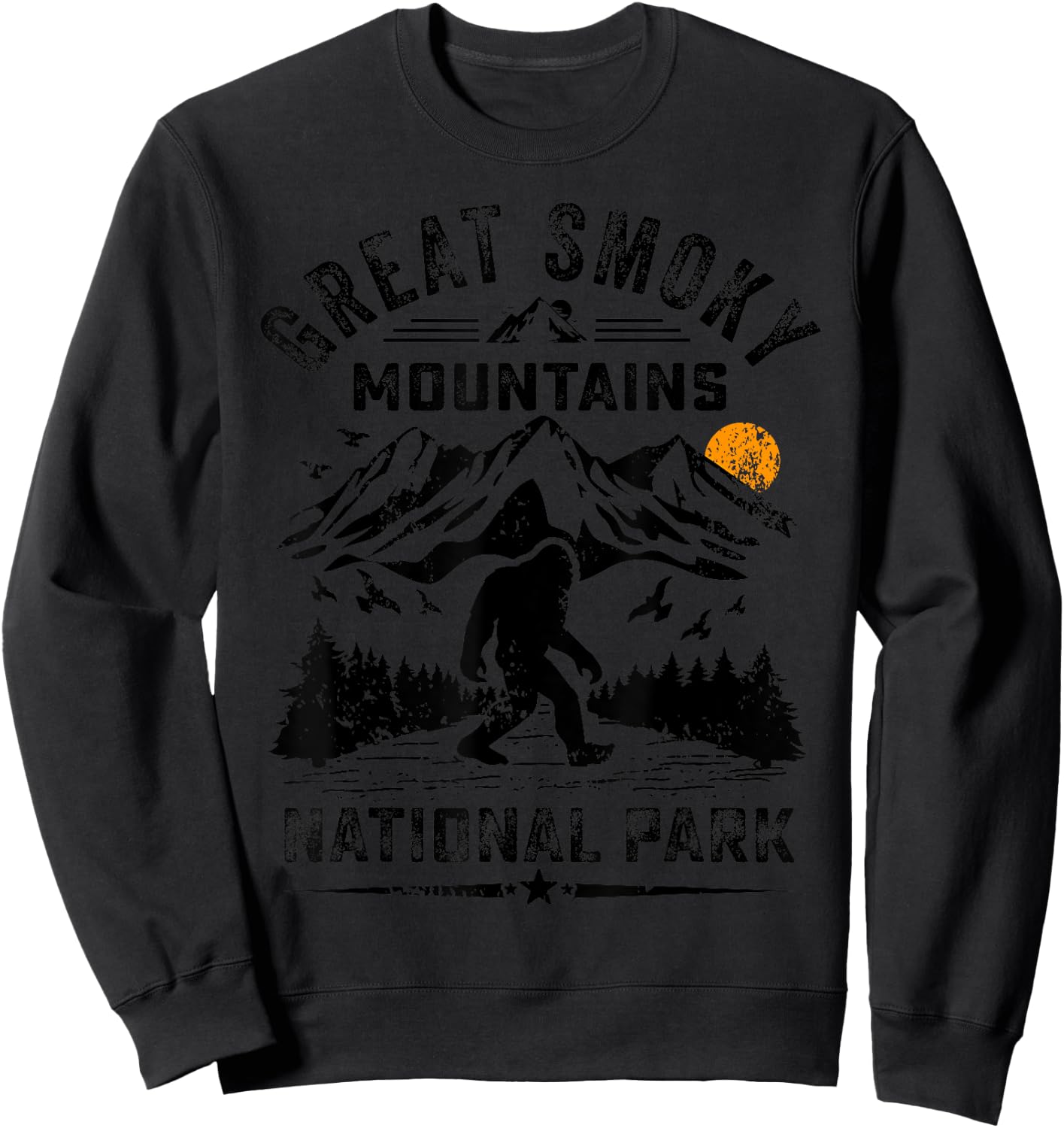 Great Smoky Mountains National Park Sunset Bigfoot Sasquatch Sweatshirt - Sweatshirt | Black