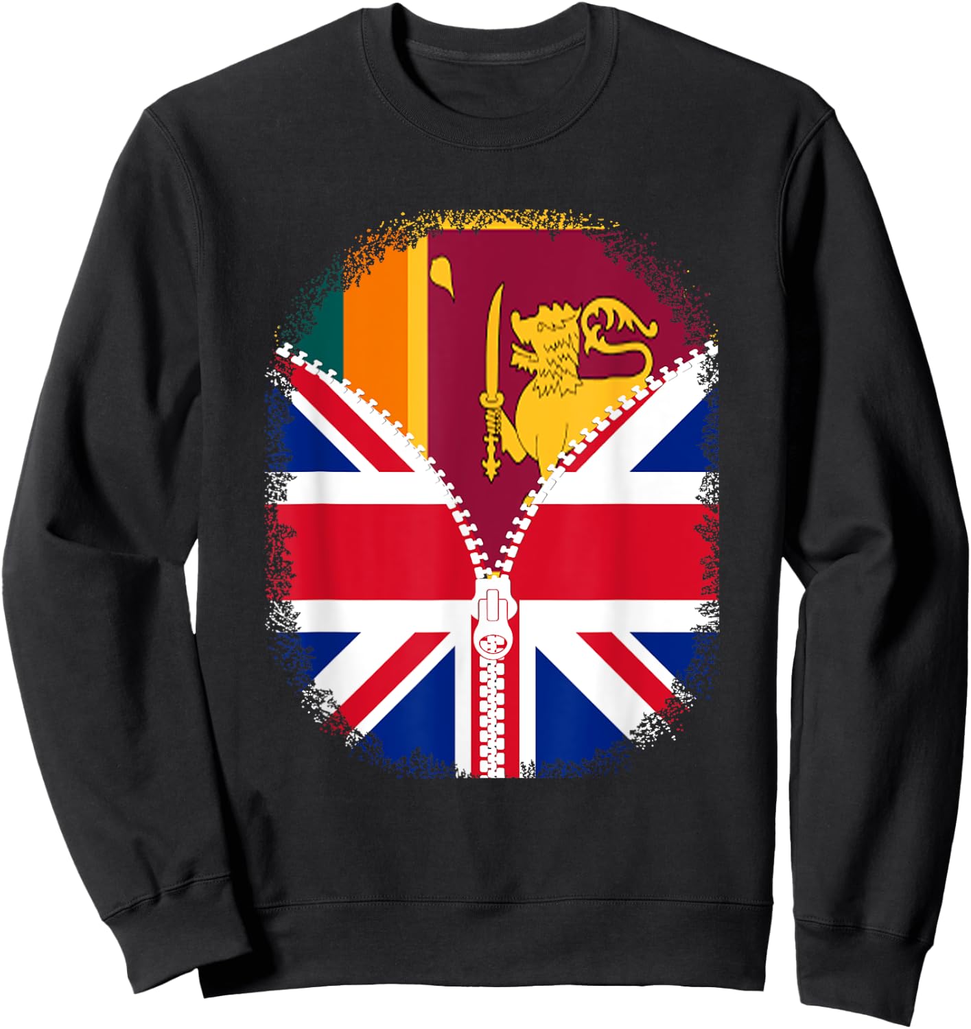 Sri Lanka British Flag - Sri Lankan Britain UK Zipper Sweatshirt - Sweatshirt | Black