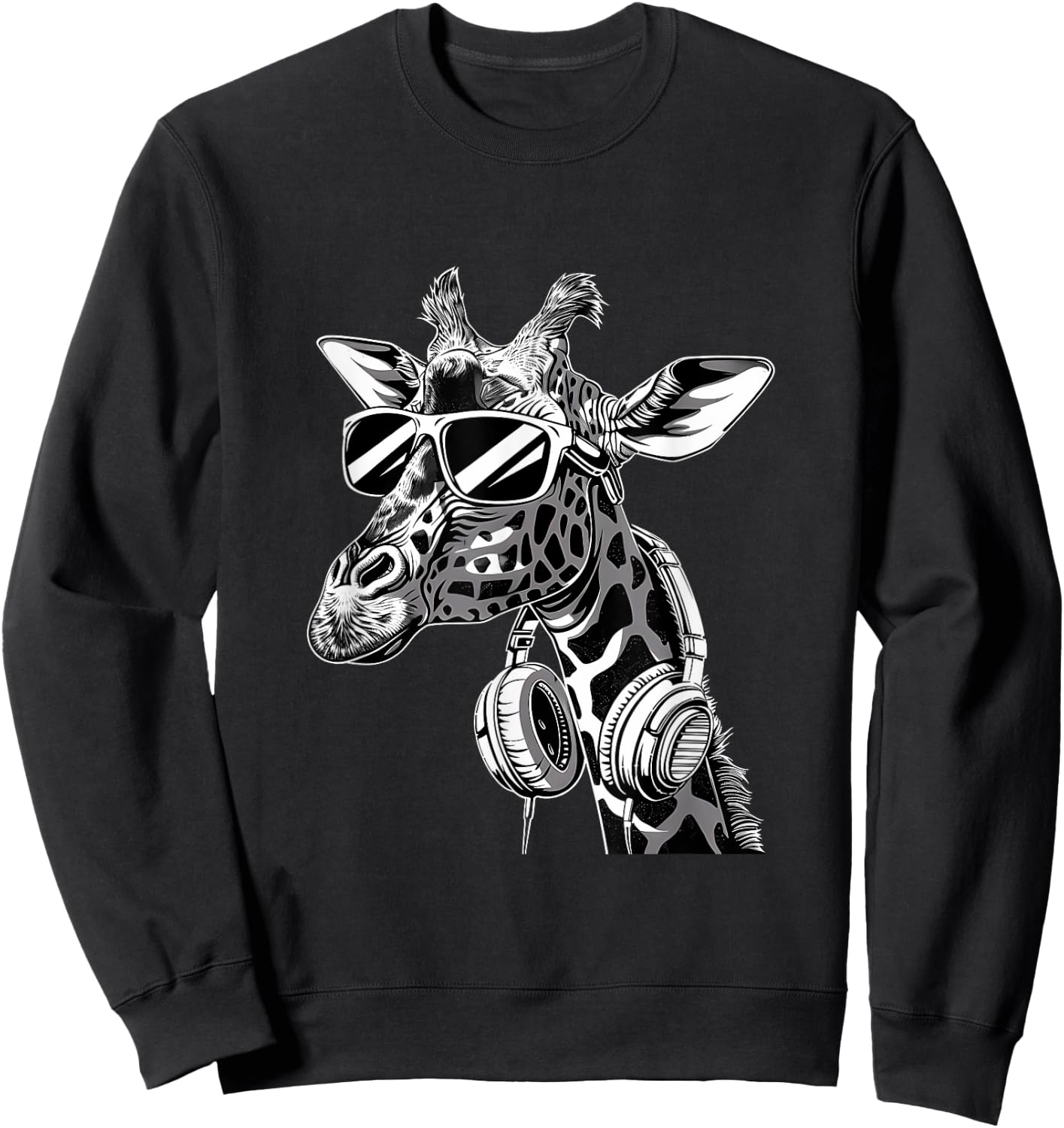 DJ Giraffe Music Headphones Beatmaker Dance Music Techno Sweatshirt - Sweatshirt | Black