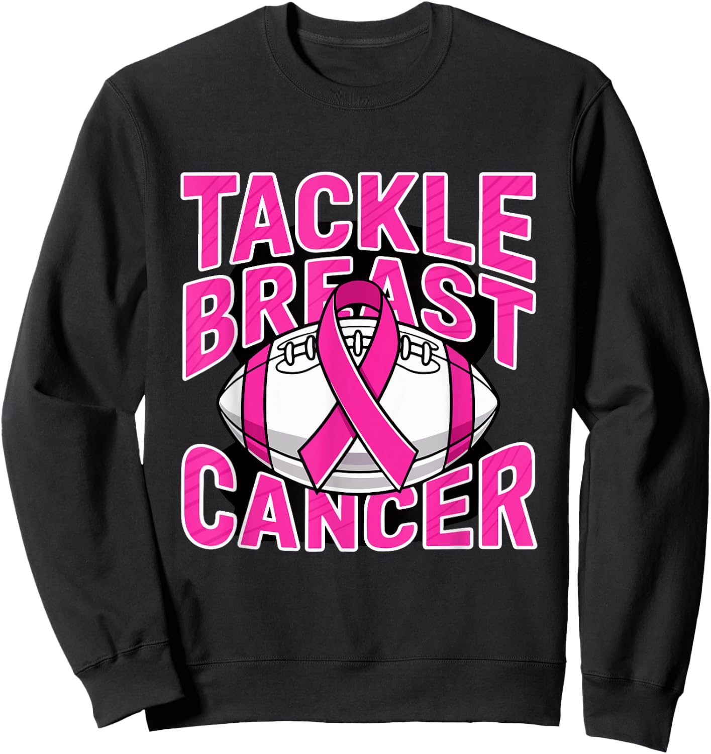 Tackle Breast Cancer Pink Ribbon American Fantasy Football Sweatshirt - Sweatshirt | Black