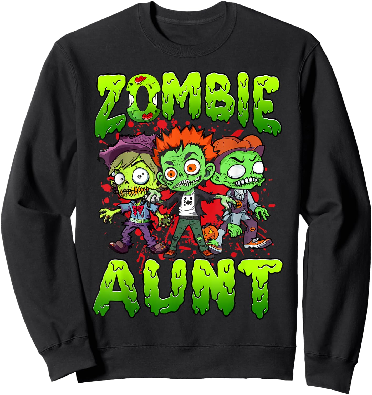 Zombie Aunt Halloween Costume Family Matching Sweatshirt - Sweatshirt | Black