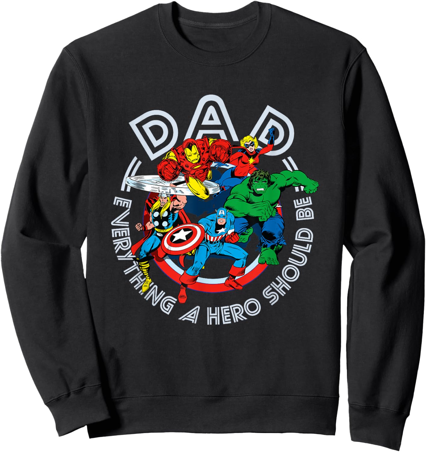 Marvel Comics Retro Classic Father's Day Avengers Hero Dad Sweatshirt - Sweatshirt | Black