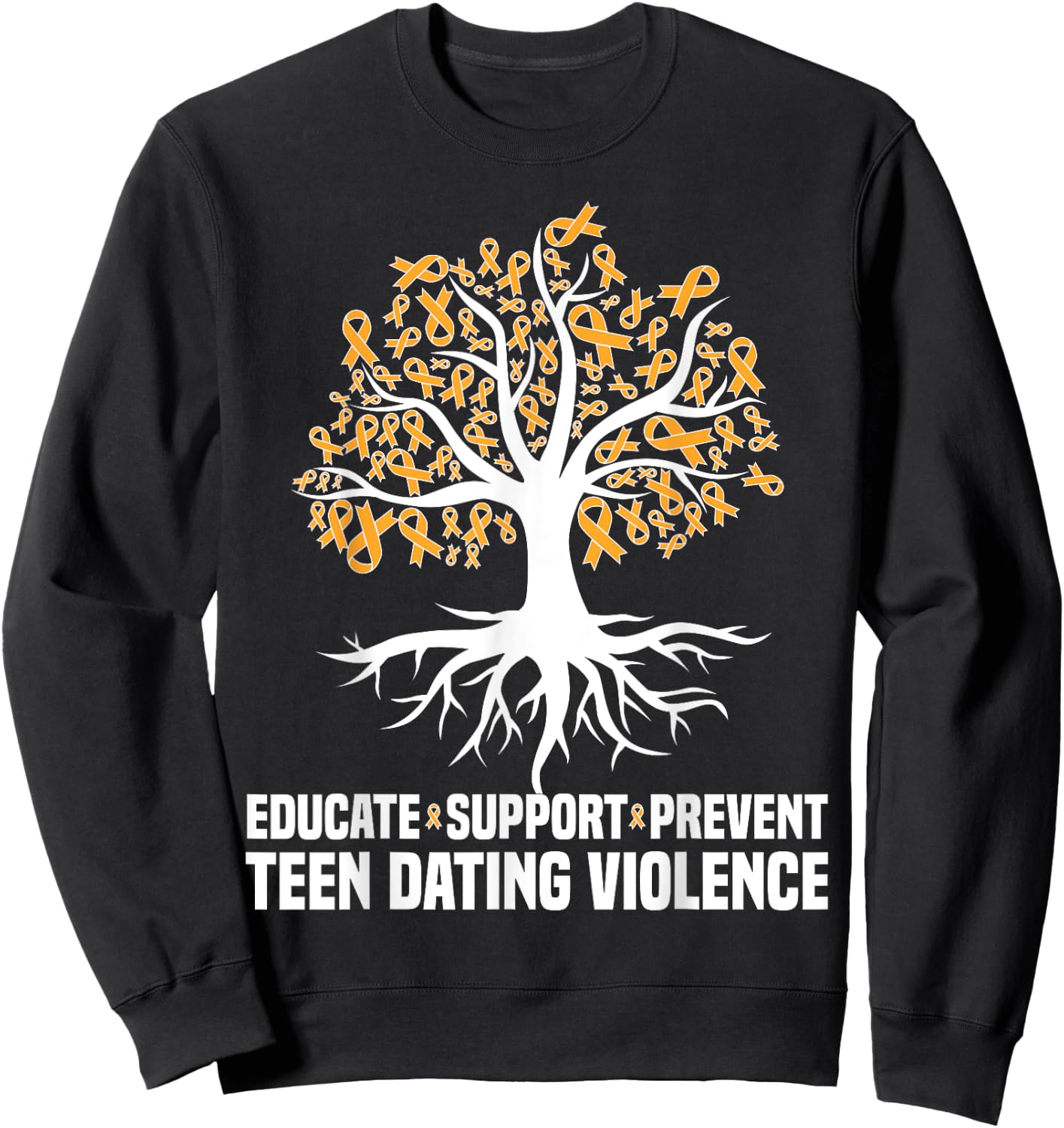 Educate We Wear Orange teen dating Violence Awareness Sweatshirt - Sweatshirt | Black