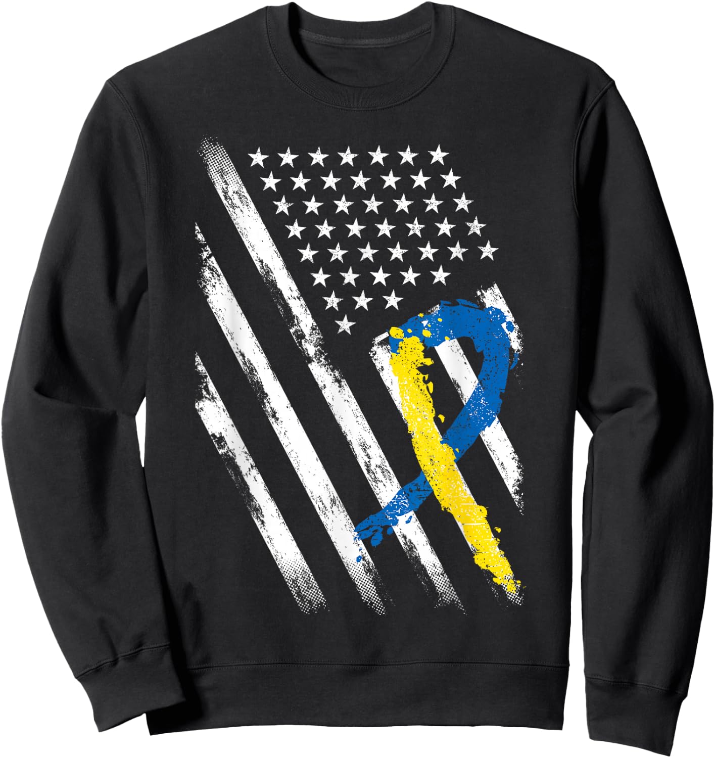 USA Flag Down Syndrome Awareness Shirt Dad Mom Down Syndrome Sweatshirt - Sweatshirt | Black