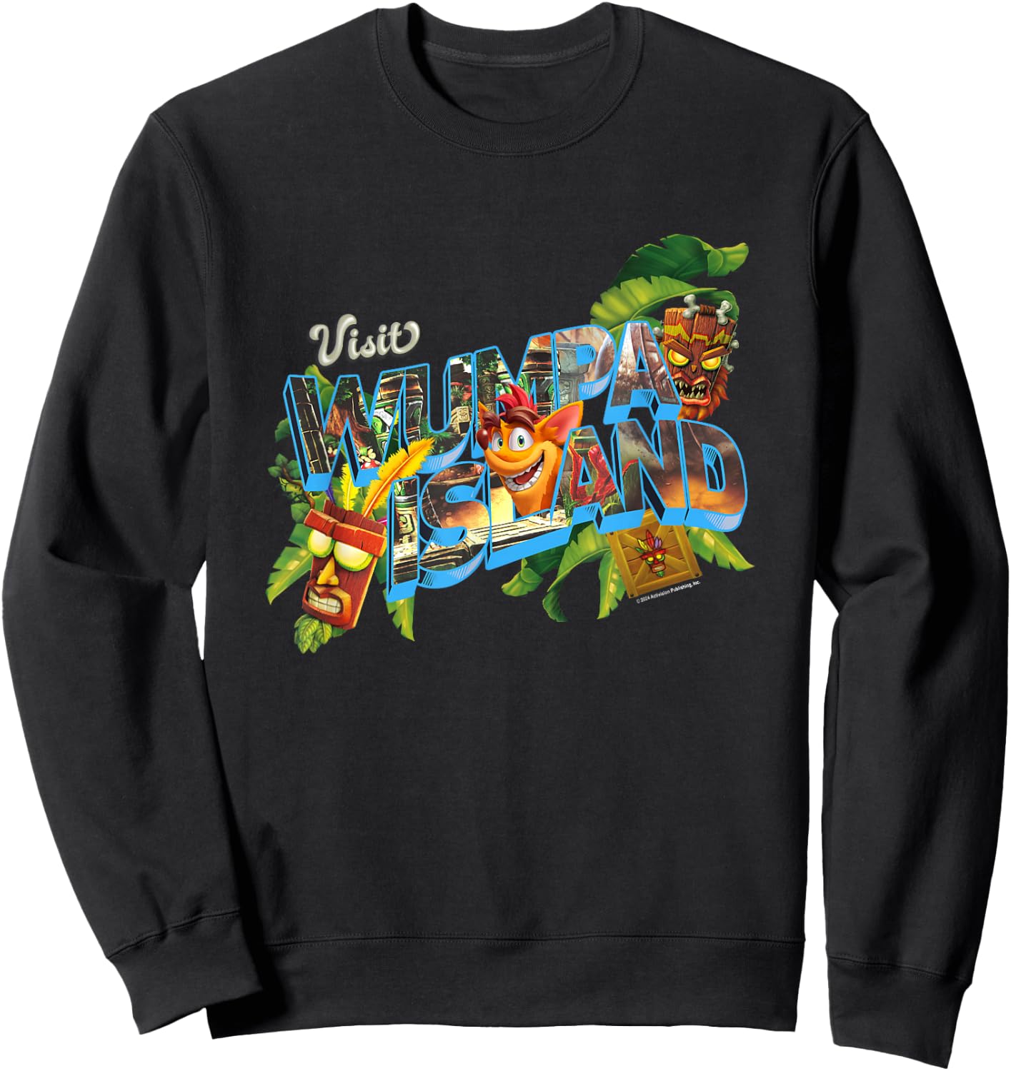 Crash Bandicoot Visit Wumpa Island Vacation Destination Logo Sweatshirt - Sweatshirt | Black