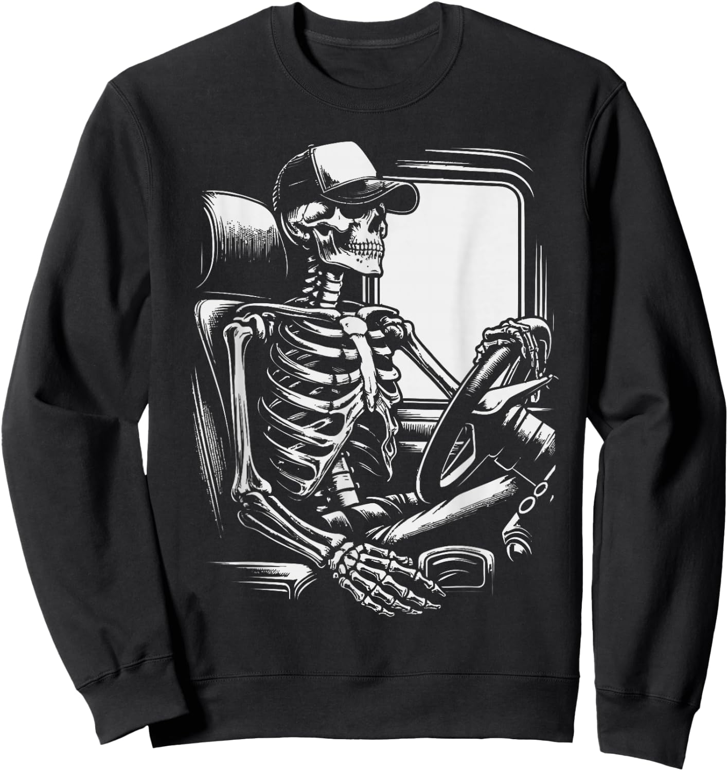 Skeleton Truck Driver Funny Big Trucking truck enthusiasts Sweatshirt - Sweatshirt | Black