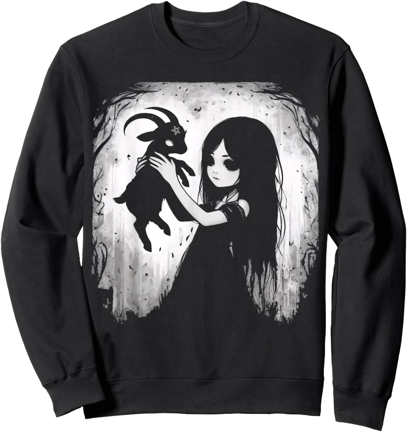 Black Goat Demon Baphomet Goth Dark Alt Aesthetic Sweatshirt - Sweatshirt | Black