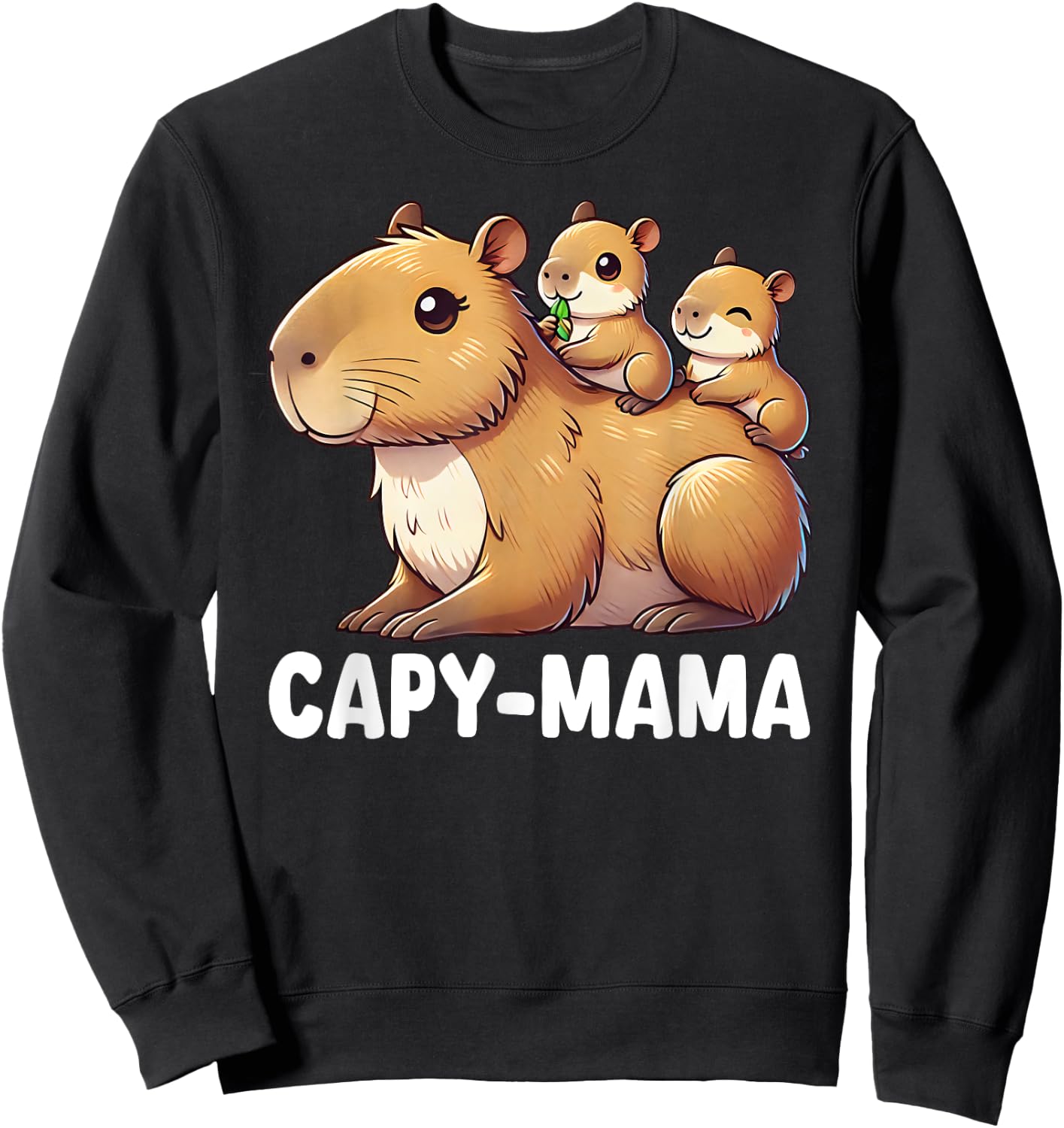 Funny Capybara Capy-Mama Babies Cute Boys Girls Kids Sweatshirt - Sweatshirt | Black