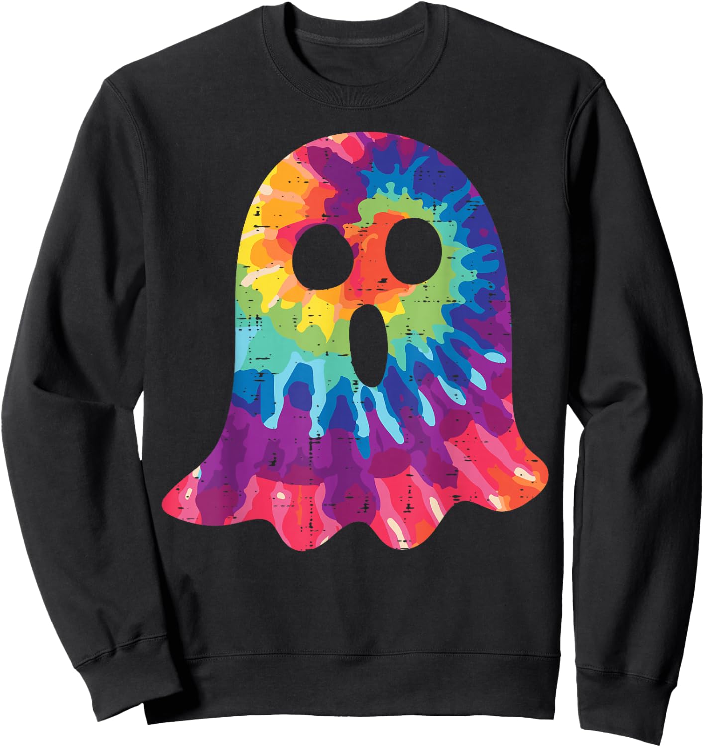 Halloween Ghost Tie Dye Retro Hippie Costume Men Women Kids Sweatshirt - Sweatshirt | Black
