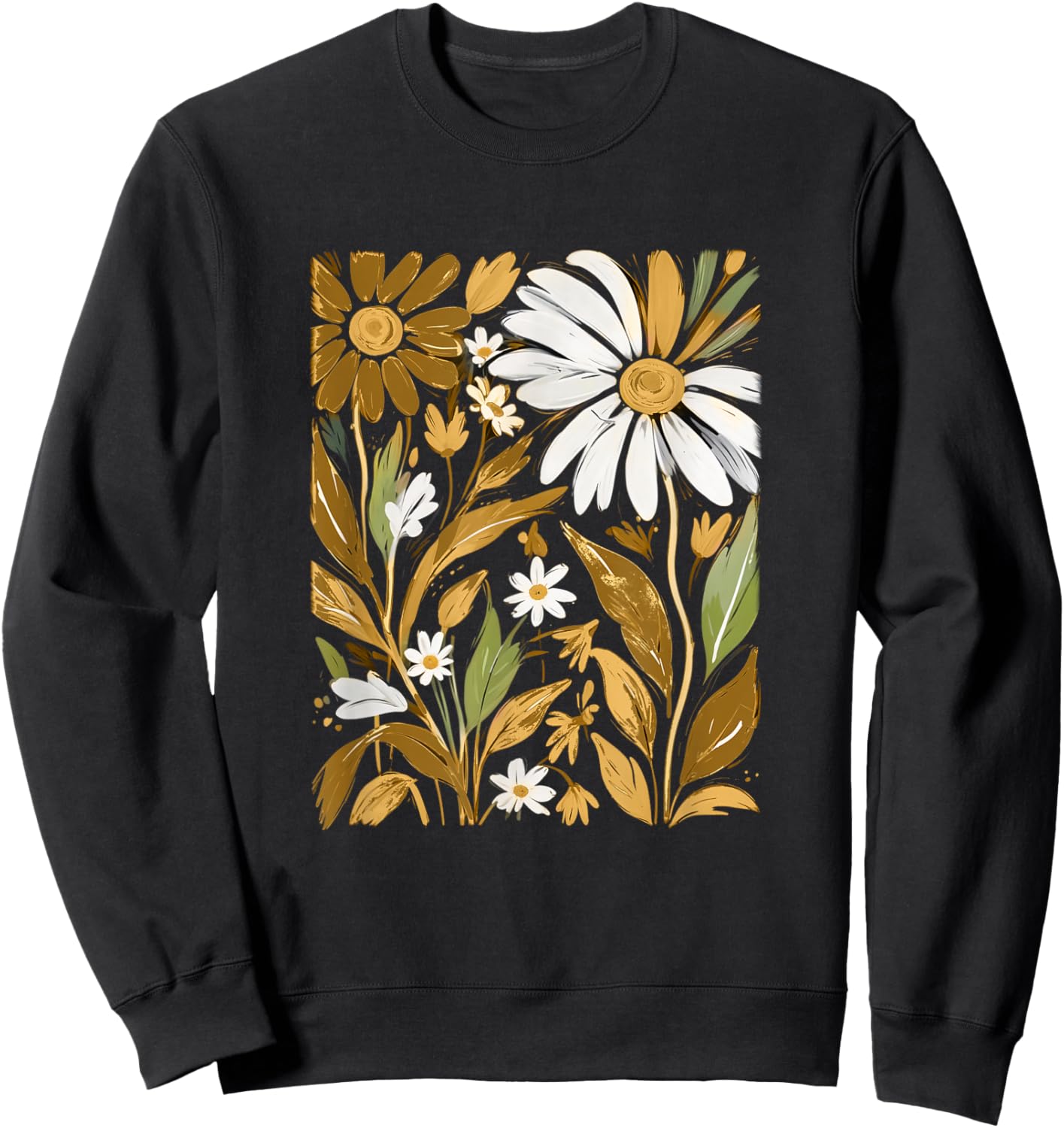 Brown Wildflowers Brown Graphic Sweatshirt - Sweatshirt | Black
