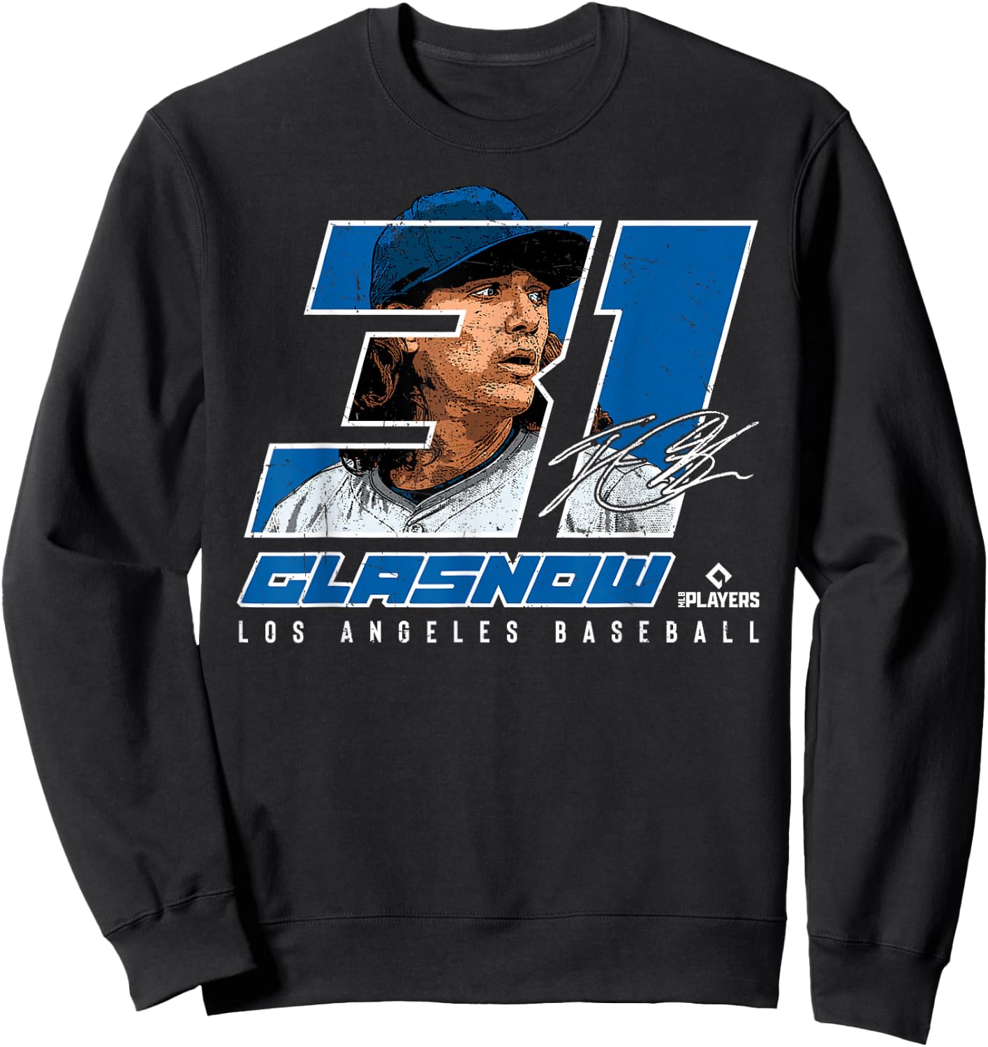 Silhouette Tyler Glasnow Los Angeles MLBPA Sweatshirt - Sweatshirt | Black