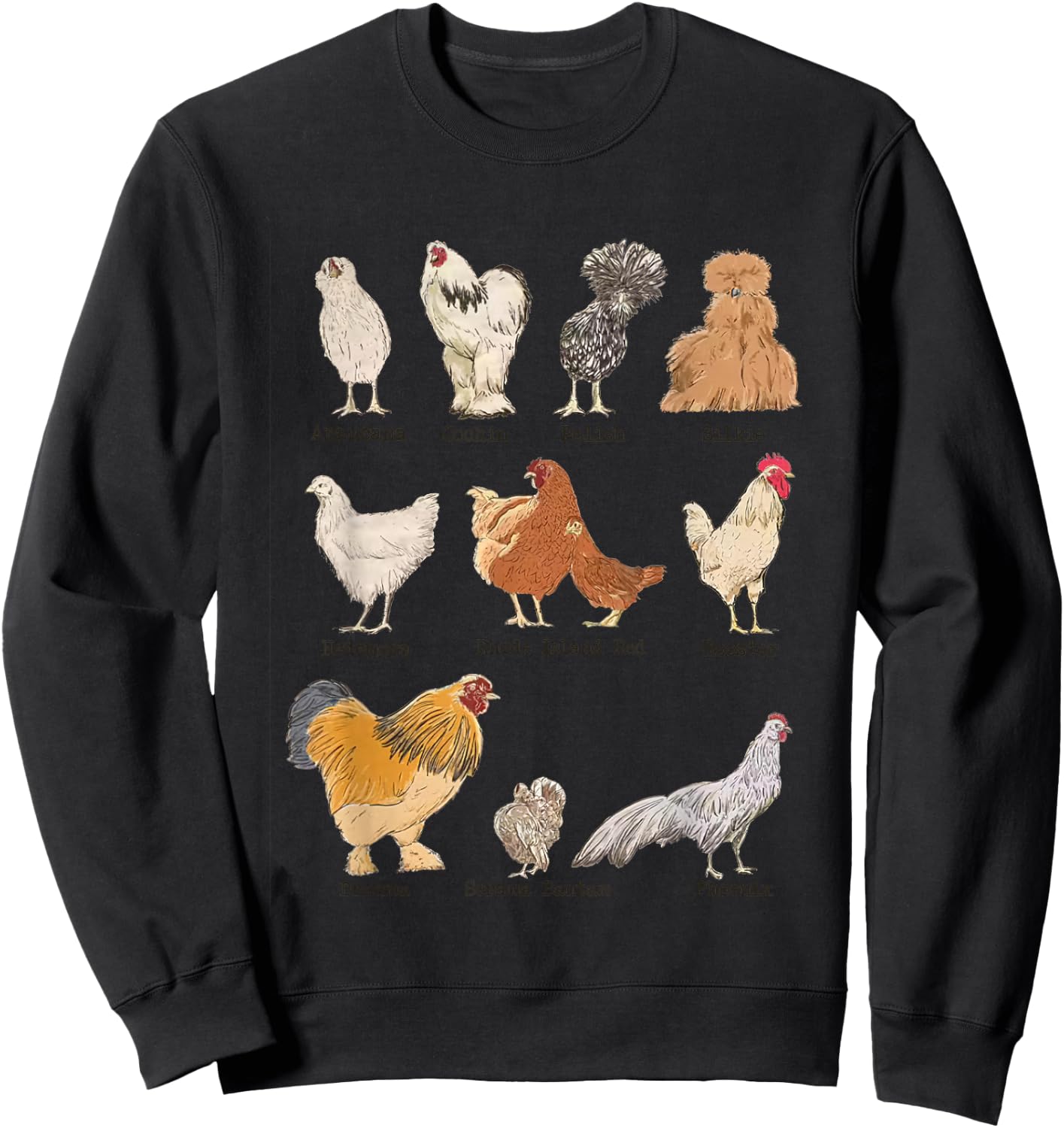 Vintage Chicken Breeds Farm Animals Day Support Local Farmer Sweatshirt - Sweatshirt | Black