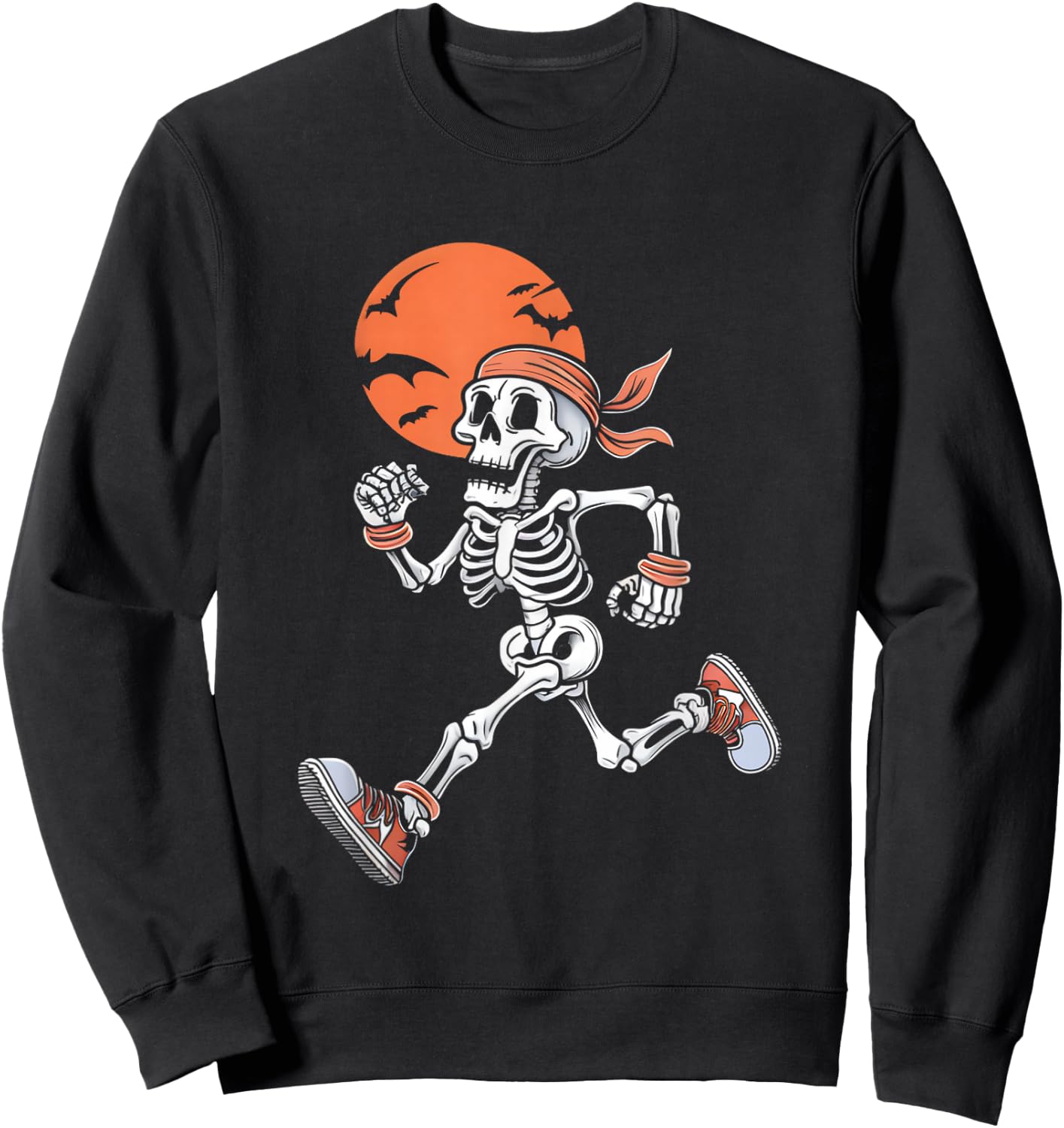 Running Skeleton Funny Halloween Costume Men Women Kids Sweatshirt - Sweatshirt | Black