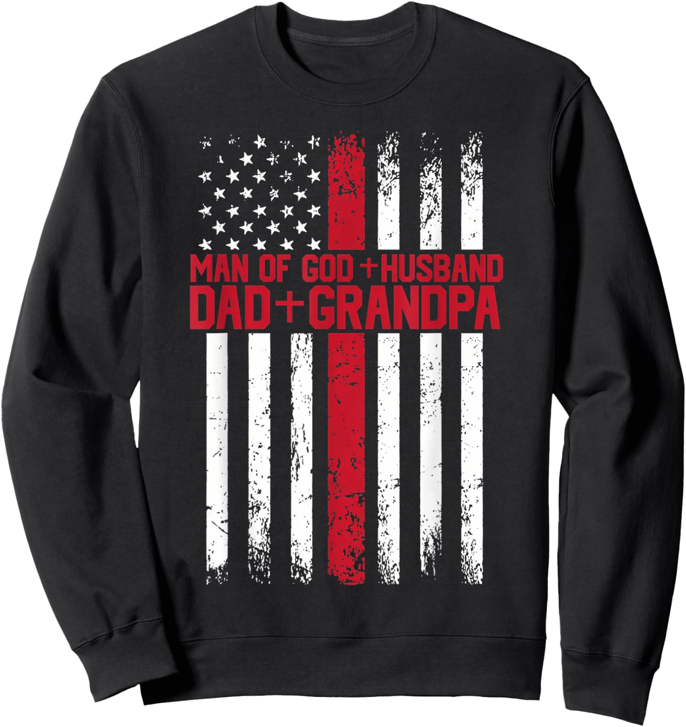 Man of God Husband Dad Papa Christian Cross Father's Day Sweatshirt - Sweatshirt | Black