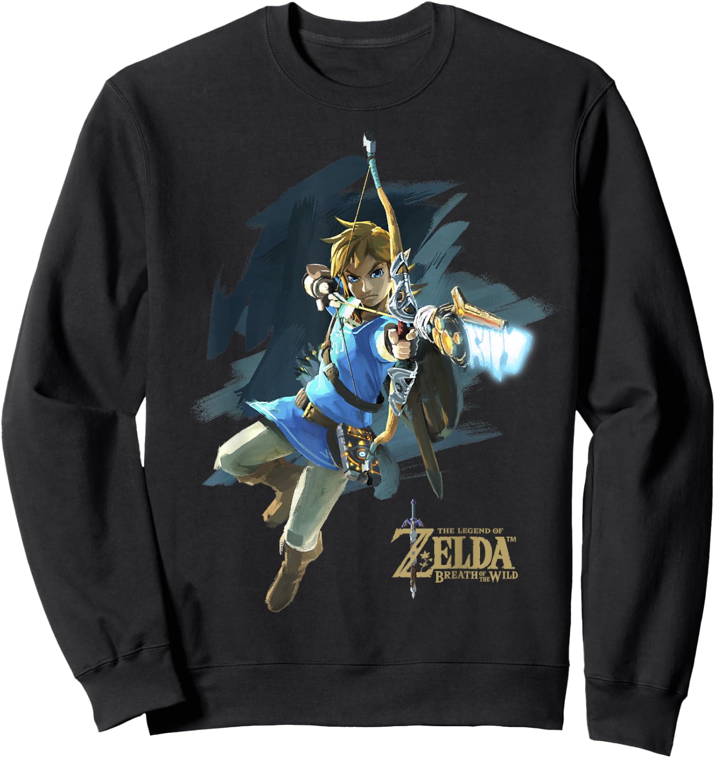 Zelda Breath of The Wild Link Jump Bow Shot Graphic Sweatshirt - Sweatshirt | Black