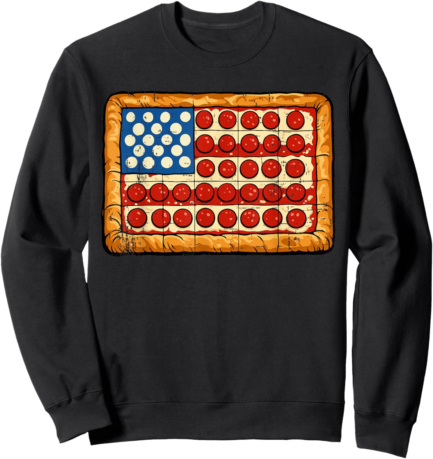 Funny 4th July Pizza USA Flag Patriotic Food Men Women Kids Sweatshirt - Sweatshirt | Black