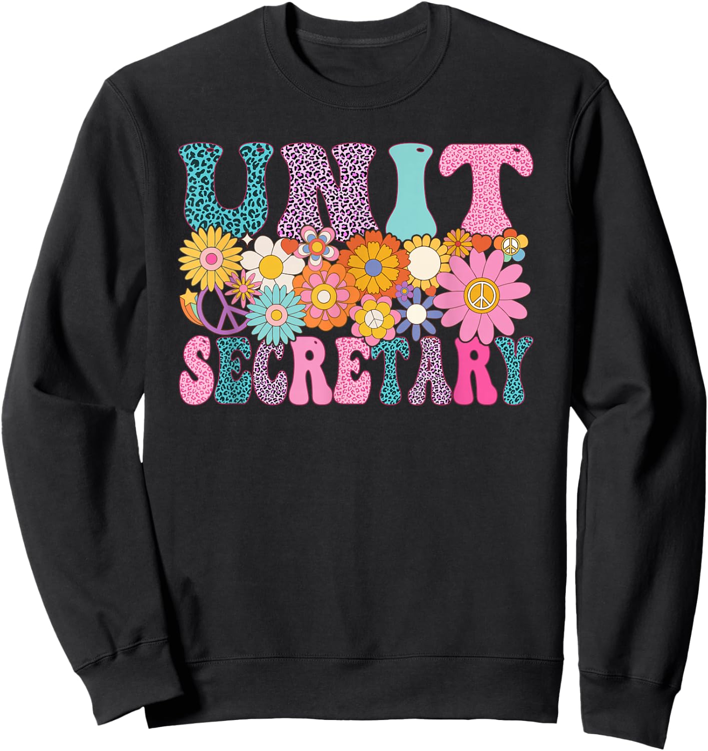 Unit Secretary Week Groovy Leopard Appreciation Day Women Sweatshirt - Sweatshirt | Black