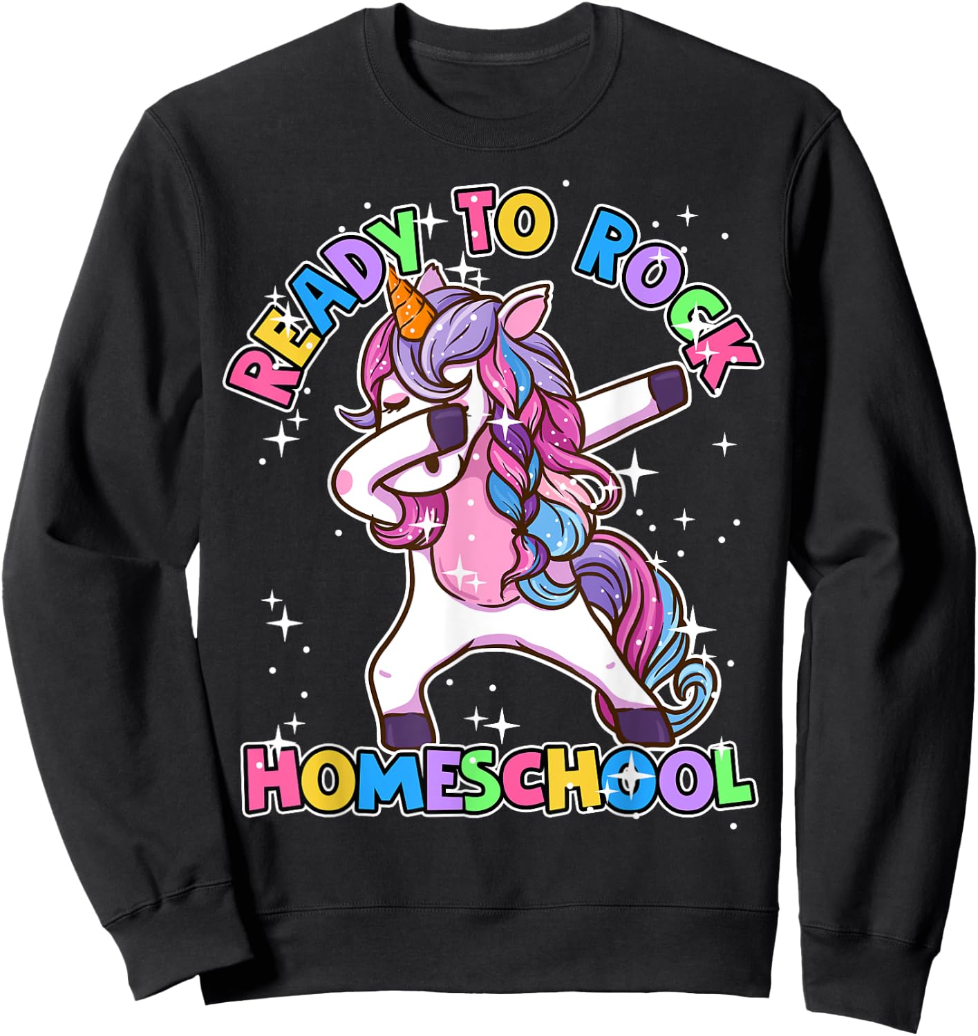 Homeschool Unicorn First Day Of School Outfit Girls Sweatshirt - Sweatshirt | Black