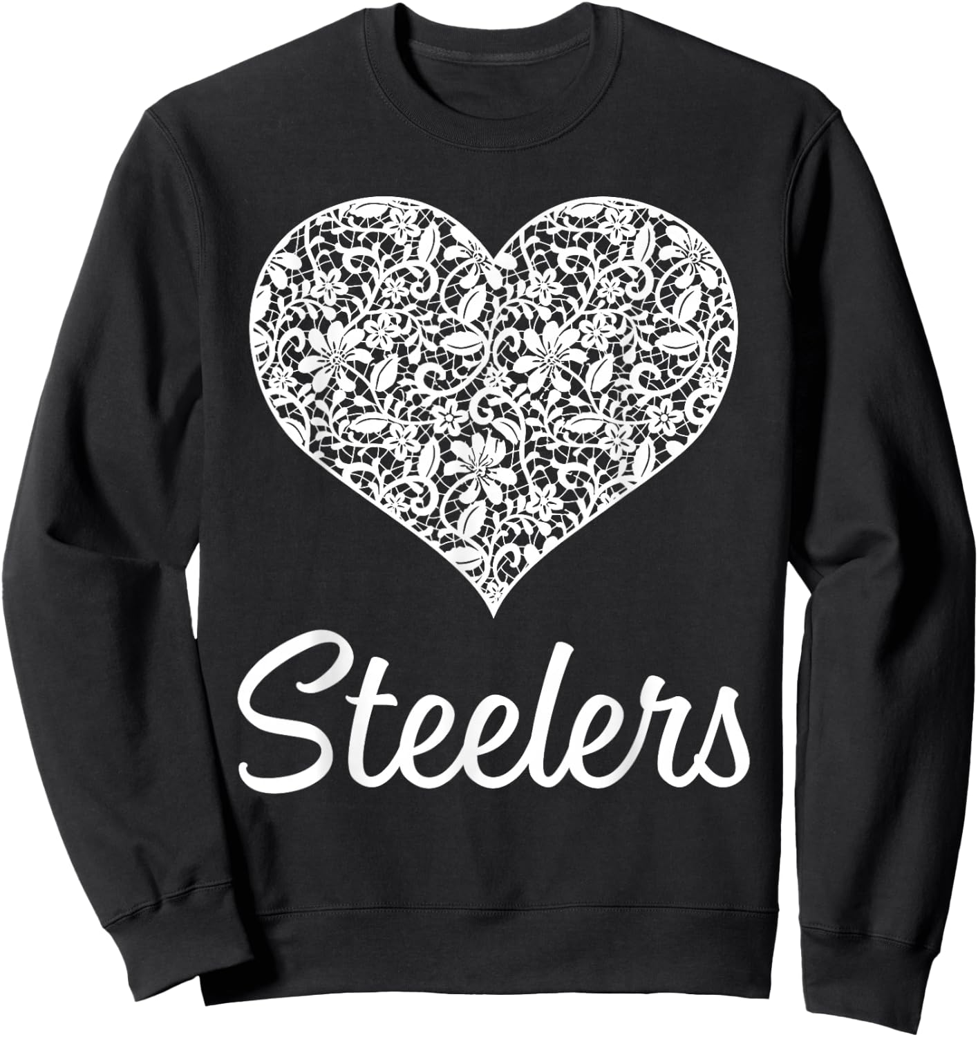 Steelers Fontana Lace Heart HS Sweatshirt - Sweatshirt | Black