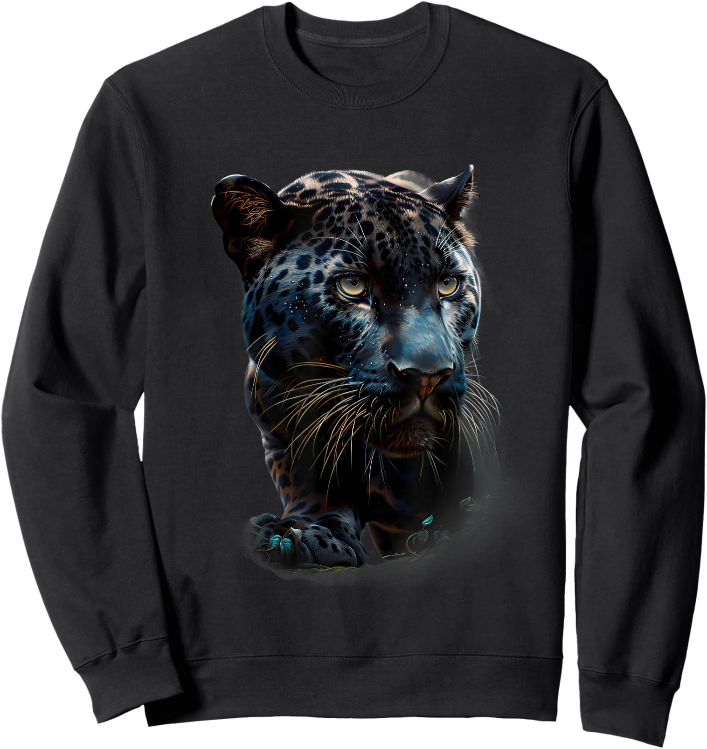 Panther Colourful Artwork Portrait Motif Panther Lover Sweatshirt - Sweatshirt | Black