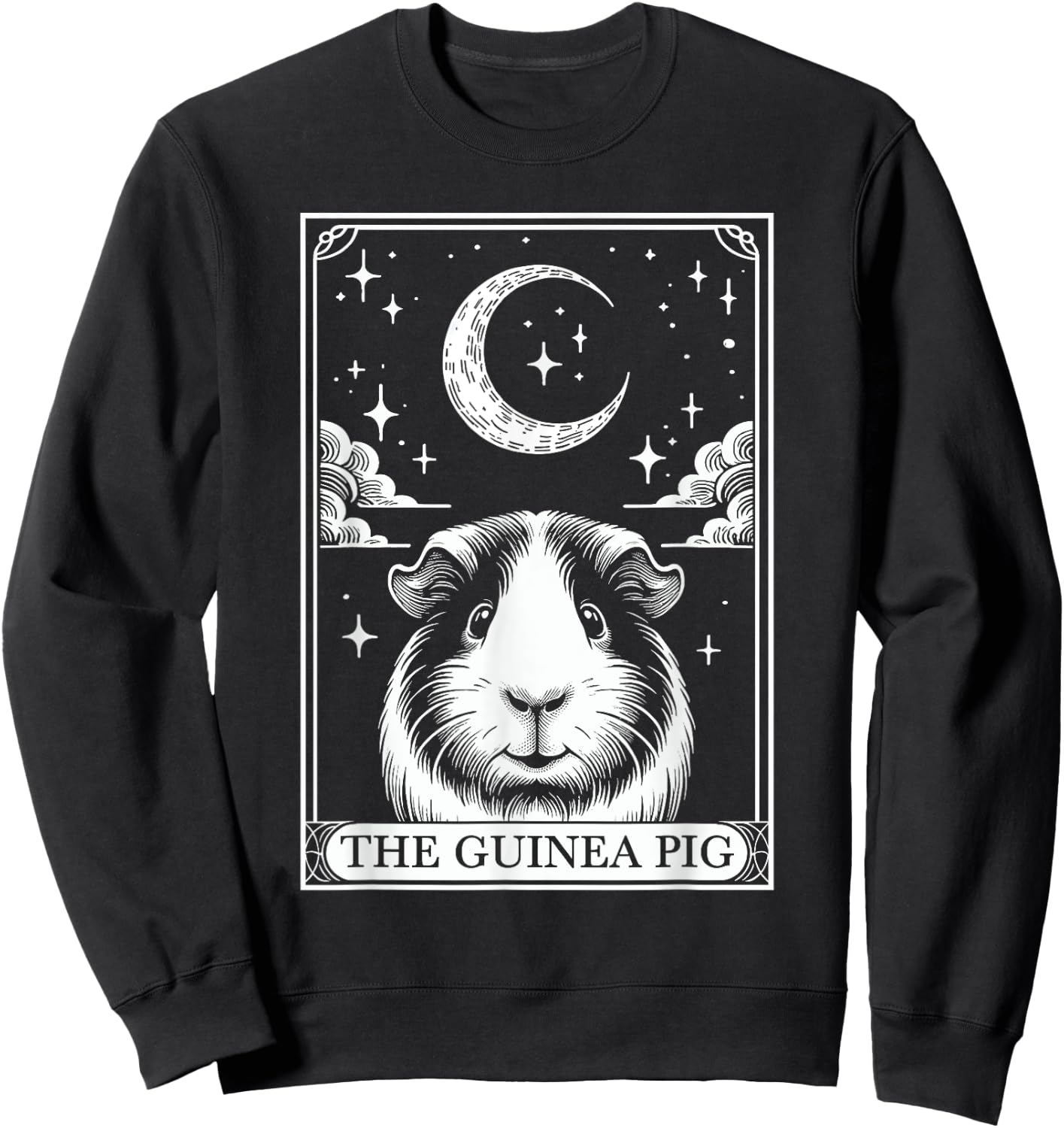 Tarot Card Vintage Crescent Moon Guinea Pig Mom Pet Lovers Sweatshirt - Sweatshirt | Black