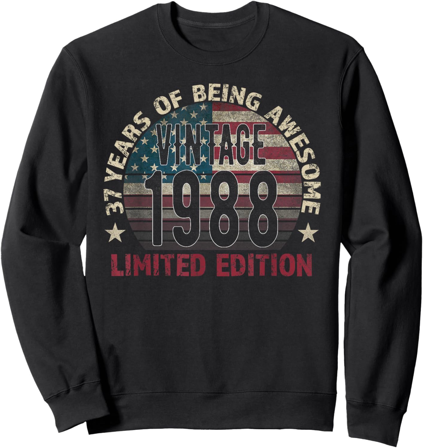 37th Birthday Gift men Vintage born 1988 turning 37 Year Old Sweatshirt - Sweatshirt | Black