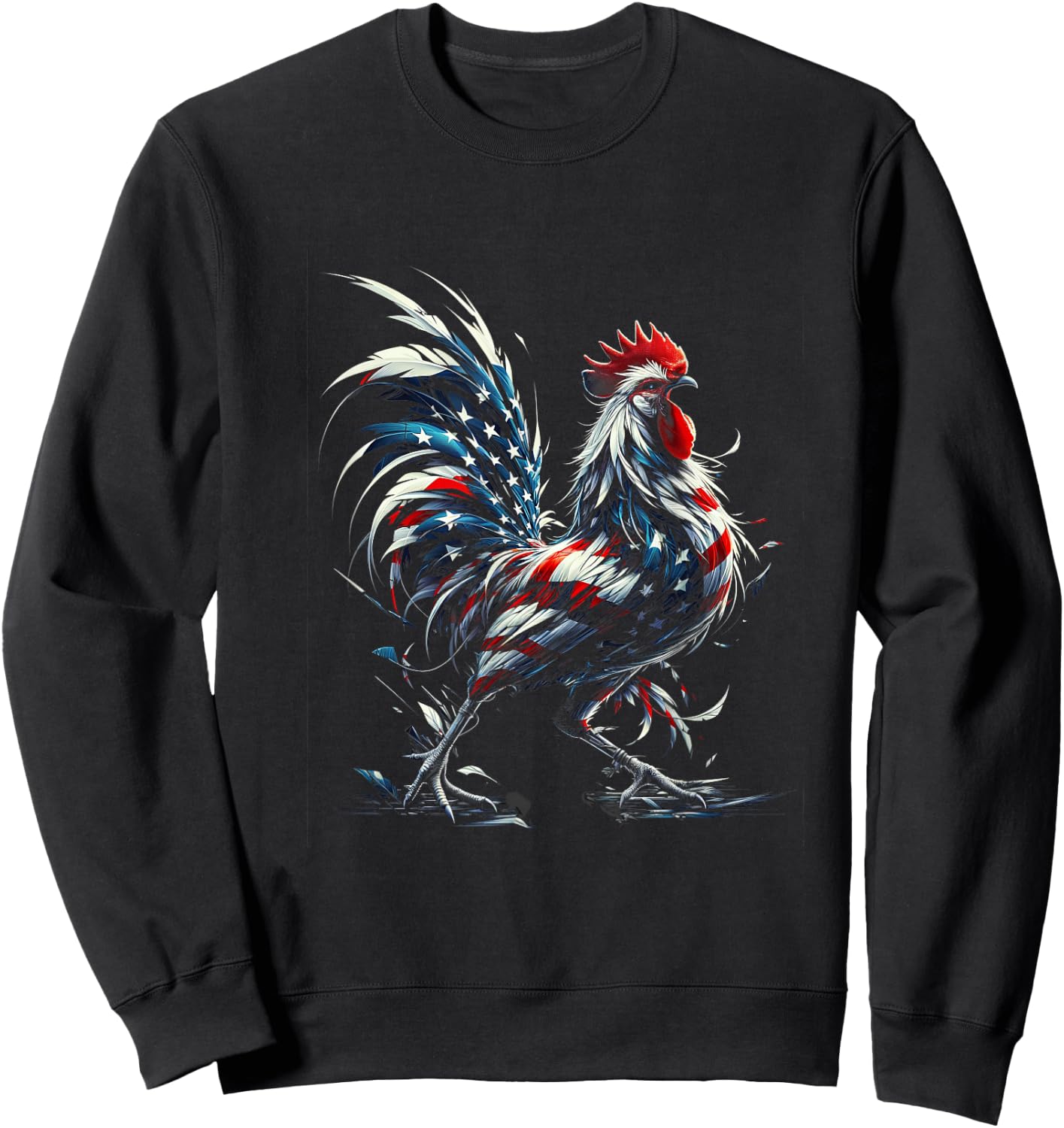 American Flag Rooster Chicken 4th of July Animal Sweatshirt - Sweatshirt | Black