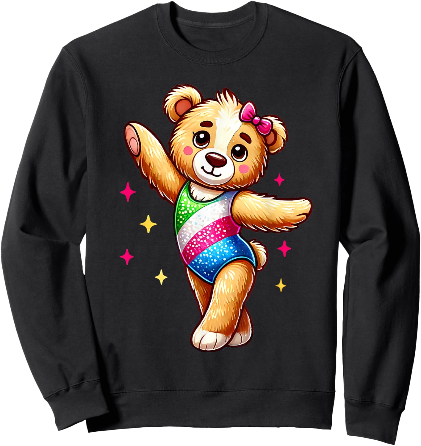 Teddy Bear Gymnastics Cute Tiny Gymnast Bear Cute Gym Moves Sweatshirt - Sweatshirt | Black