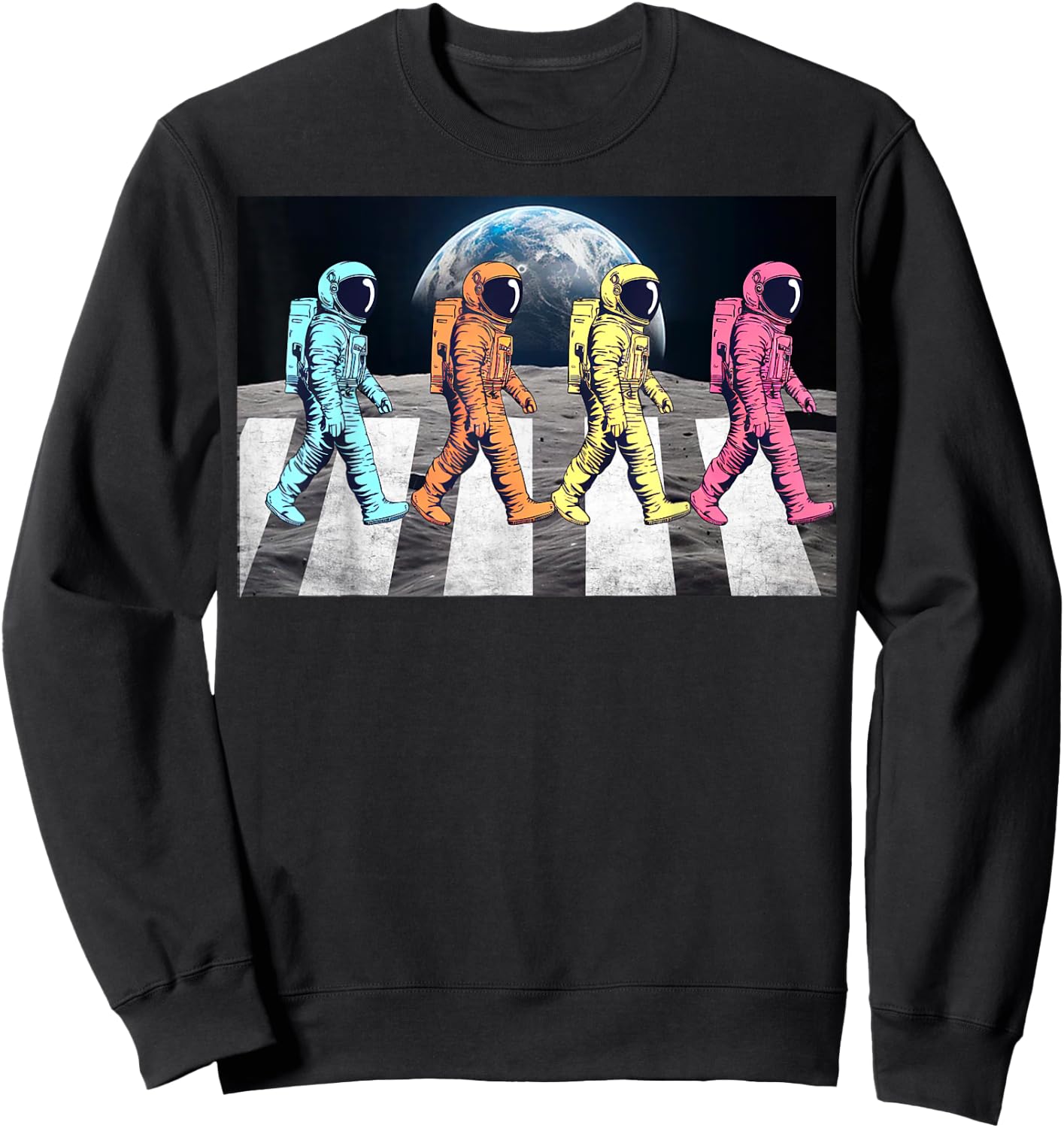 Retro Astronaut Outer Space Funny Gifts Women Kids Sweatshirt - Sweatshirt | Black