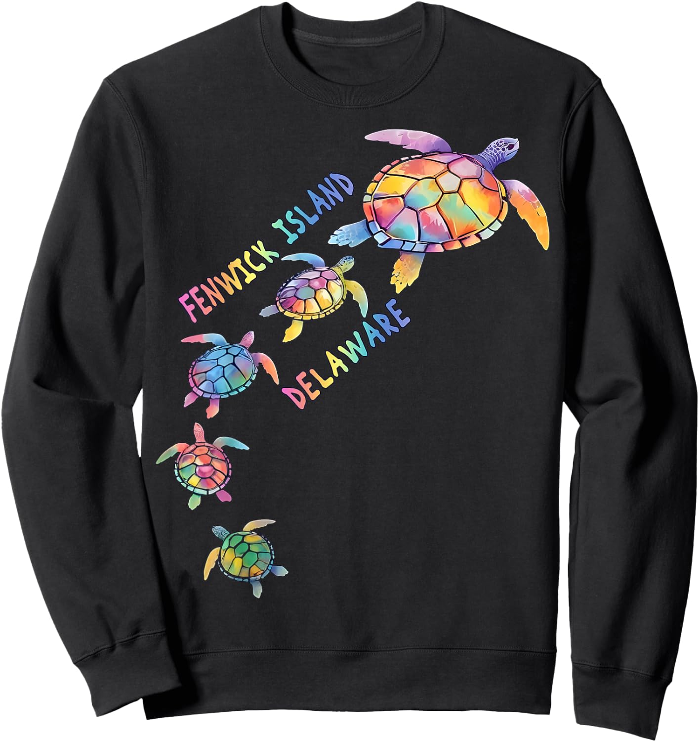 Fenwick Island Beach Delaware Sea Turtle Lover Beach Men Women Girls Kids Sweatshirt - Sweatshirt | Black