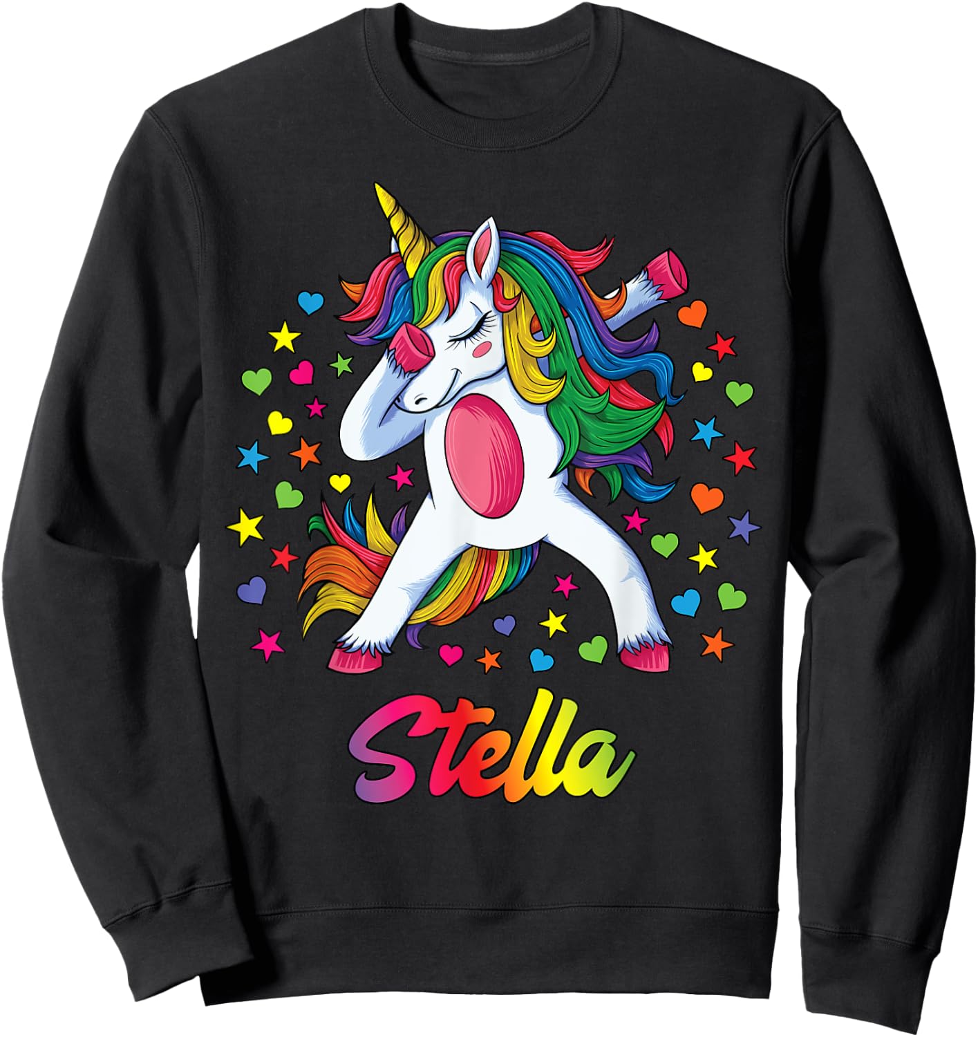 Stella Personalised Name Unicorn Girl Gift Sweatshirt - Sweatshirt | Black