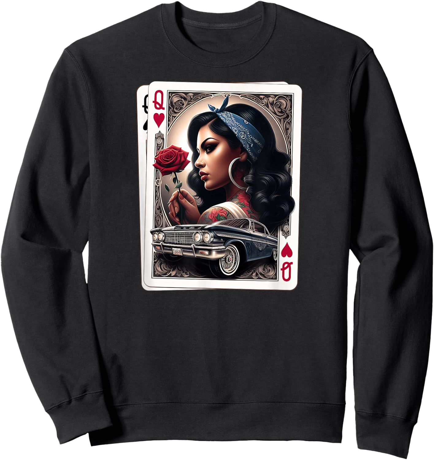 Lowrider Chicana Chicano Shirt Retro Low Rider Chicano Art Sweatshirt - Sweatshirt | Black