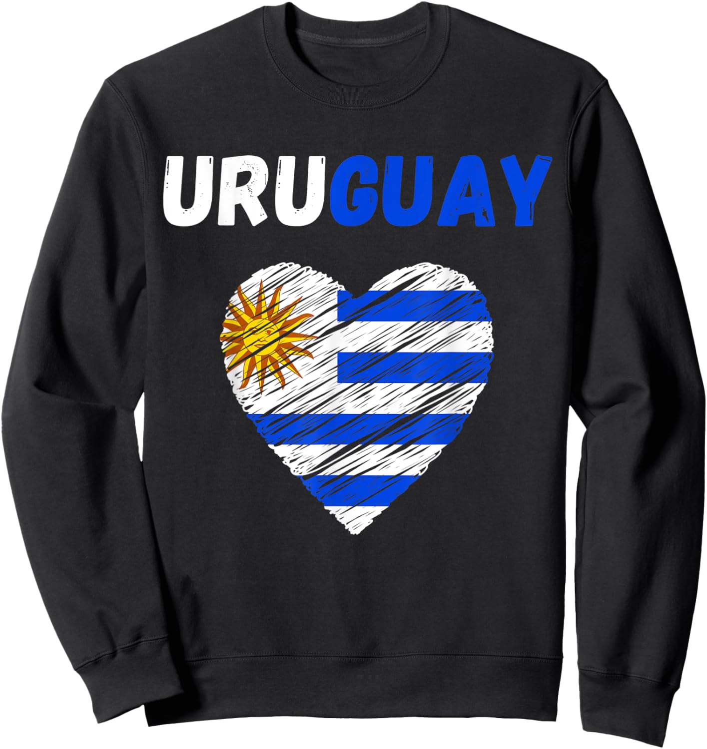 Uruguay Flag Holiday Uruguay Heart Uruguayan Flag Sweatshirt - Sweatshirt | Black