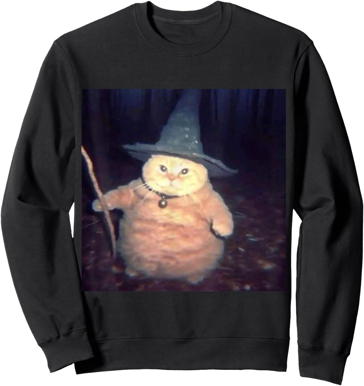 Wizard Cat Weird Funny Halloween Cat Meme Sweatshirt - Sweatshirt | Black