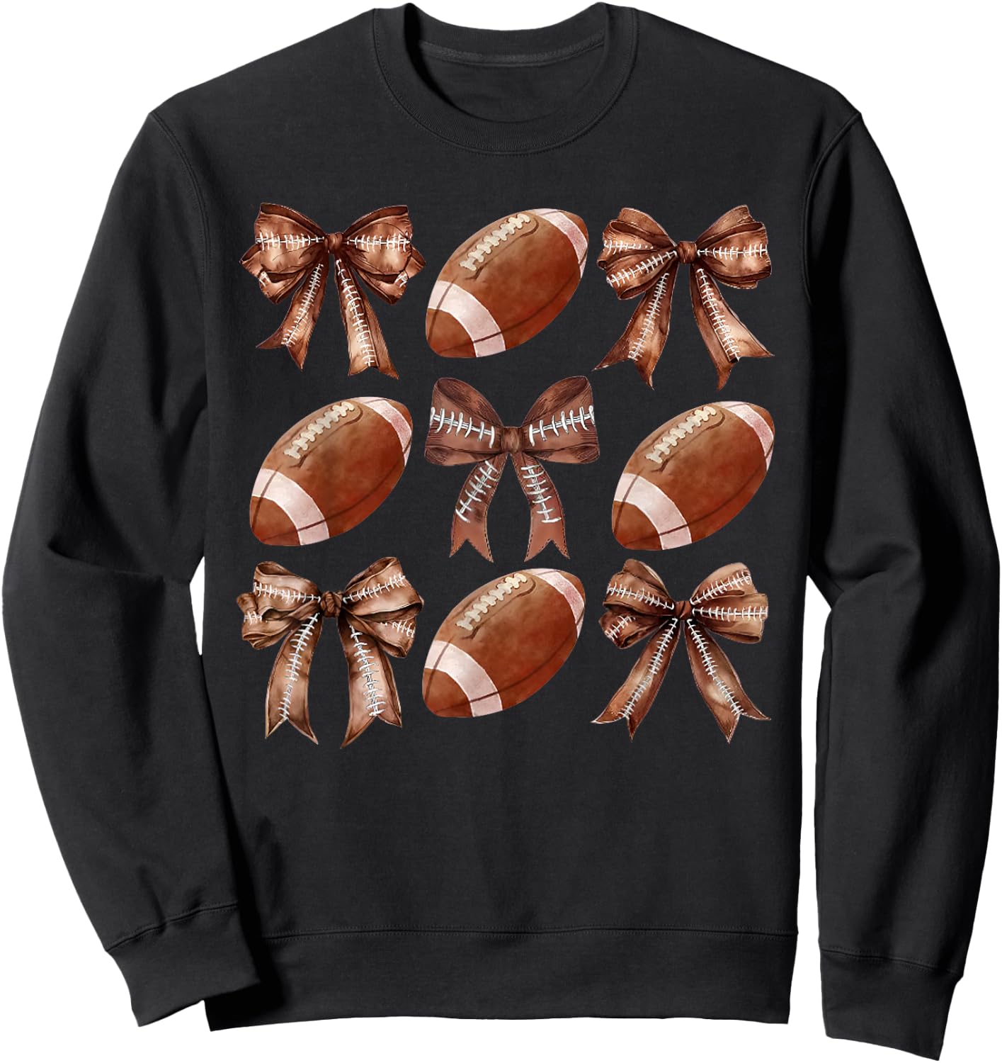 Coquette Football Bow Game Day Football Mom Football Season Sweatshirt - Sweatshirt | Black