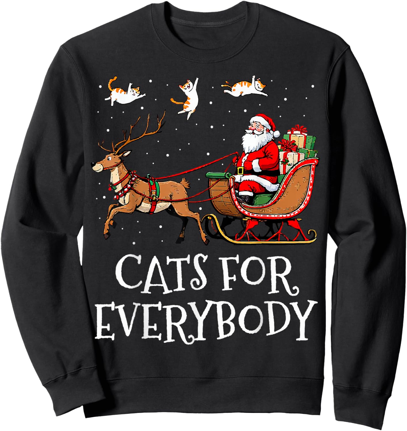 Cats For Everybody Christmas Cat Funny Xmas Women Santa Sweatshirt - Sweatshirt | Black