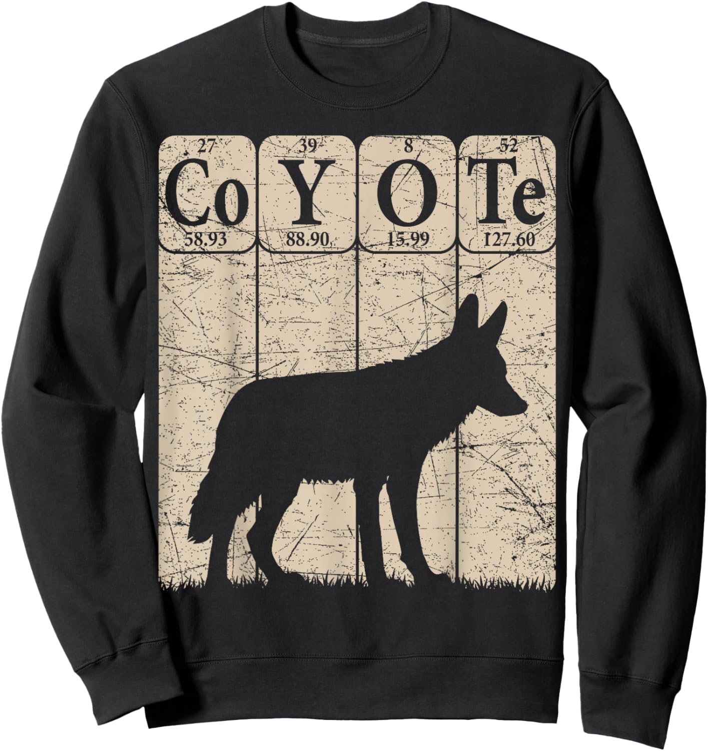 Coyote Periodic Table Elements Wild Animal Coyote Vintage Sweatshirt - Sweatshirt | Black