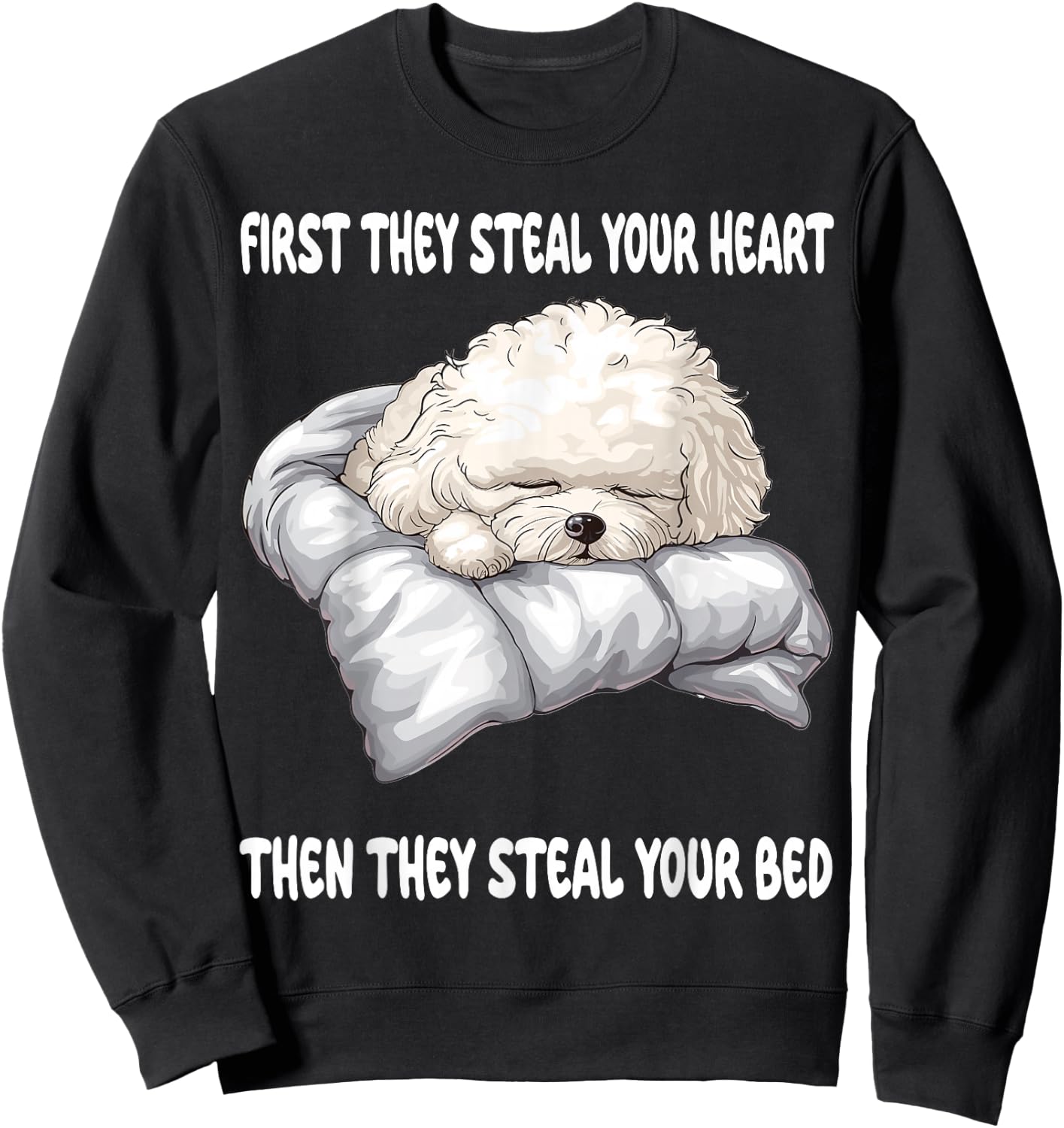 Bichon Frise Sleeping Pajamas Nightgown Sweatshirt - Sweatshirt | Black